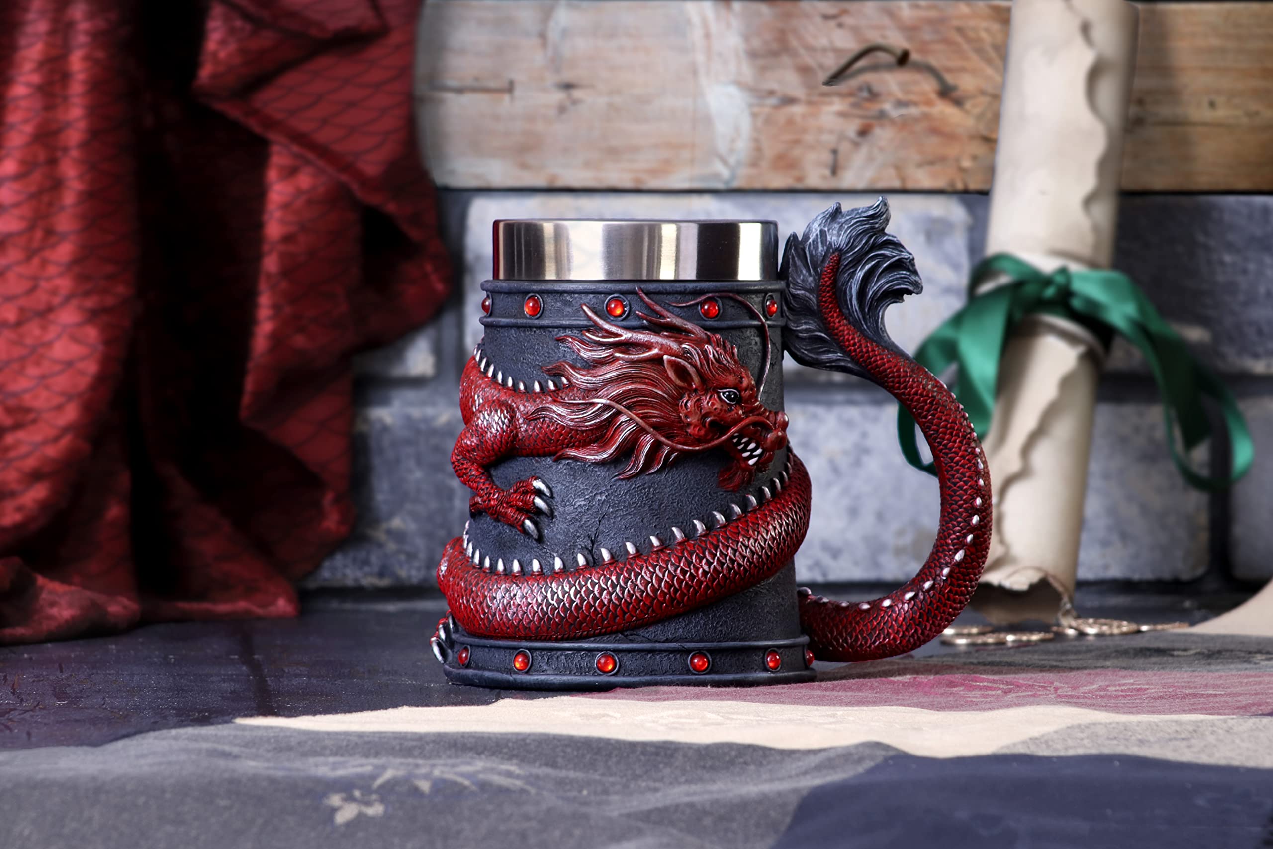 Nemesis Now Chope Dragon Coil Rouge 16 cm