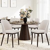 COLAMY Beige Upholstered Dining Chairs Set of 4, Modern Ergonomic Kitchen & Dining Room Chairs with Wood Legs