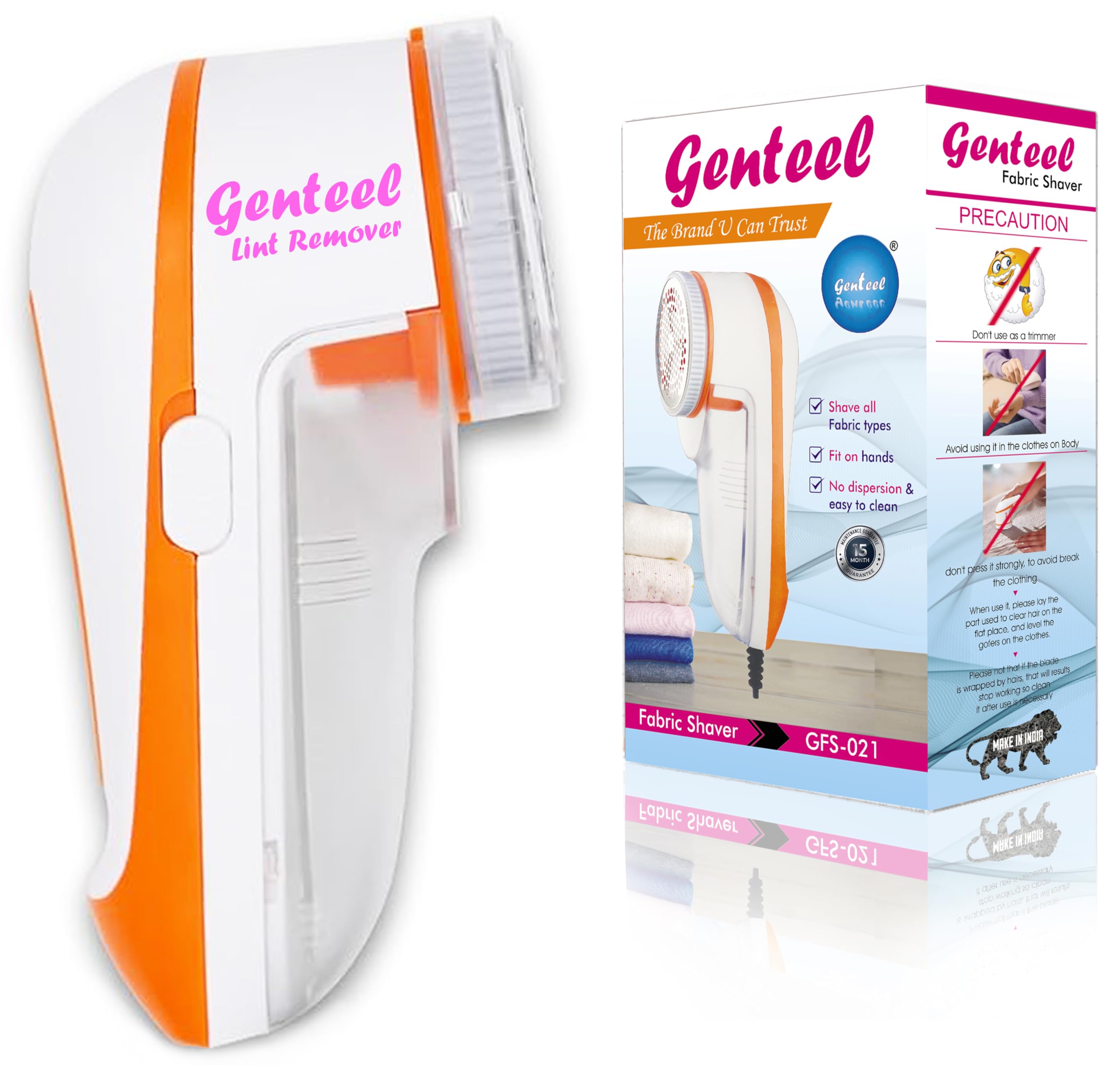 Genteel Lint Remover | Fabric Shaver for Clothes Woolens Sweaters Jackets Blanckets | Best Electric Lint Remover Cloth Machine with 12+3 Monthes Additional Warranty (B07KR3K68V) Amazon Price History, Amazon Price Tracker