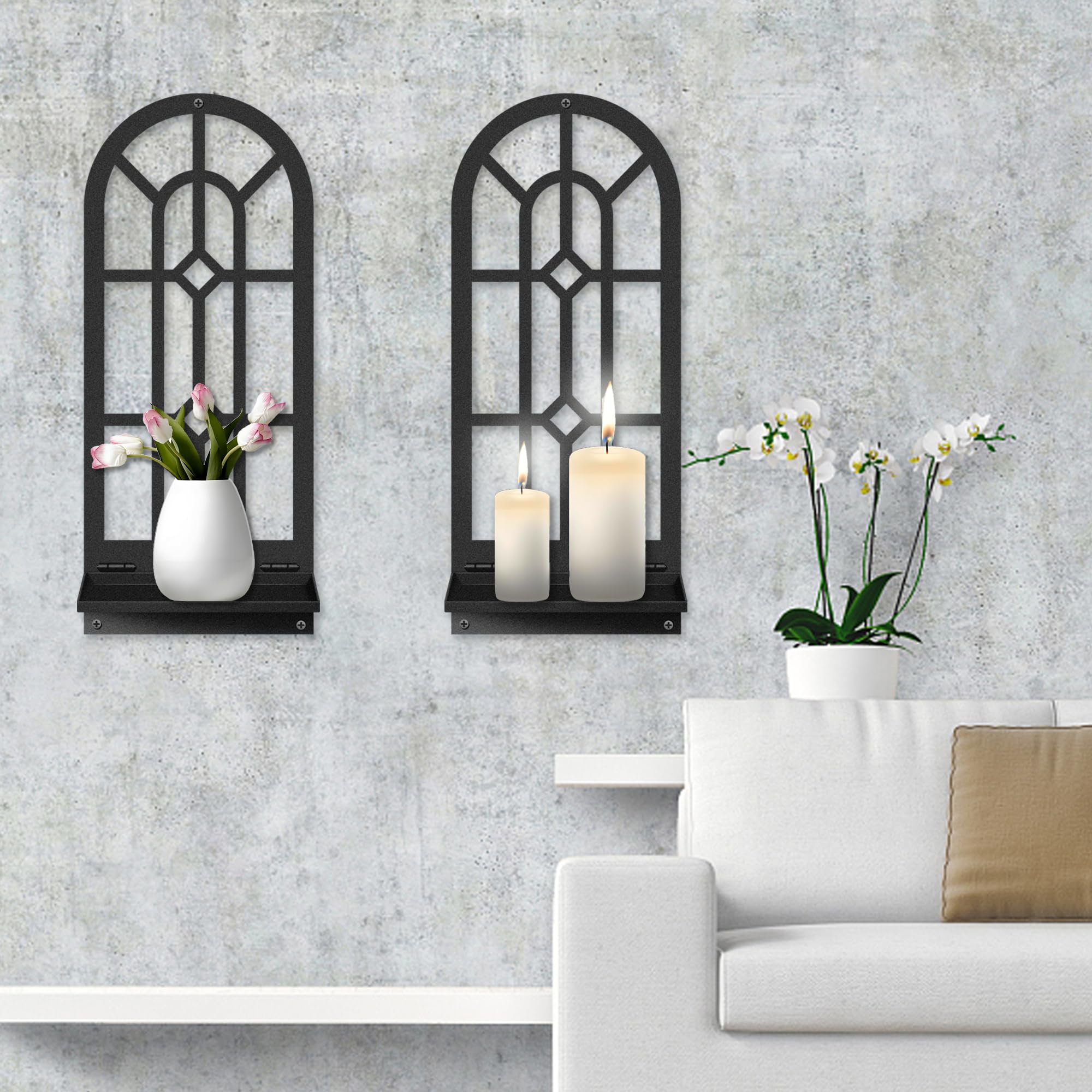 MEIYIFAN Set di 2, Portacandele da parete, Arte moderna della parete del bagno, Estetica Hanging Decorative Wall Art per Soggiorno Camera da letto Bagno (16.5 x 7 in)