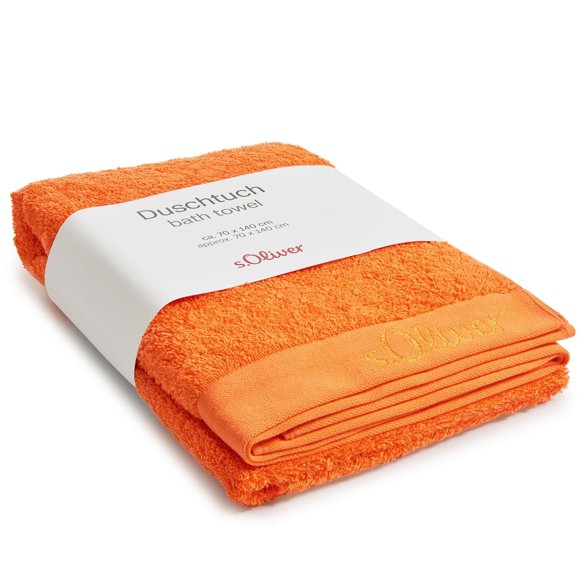 s.Oliver Bath Towel, 70 x 140 cm, 100% Cotton, 600 g/m², Soft & Absorbent, Orange Towel