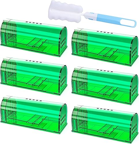 6 piezas de trampas para ratones humanas para interiores para el hogar, trampa de ratón vivo, trampa de ratones reutilizables para casa y exteriores