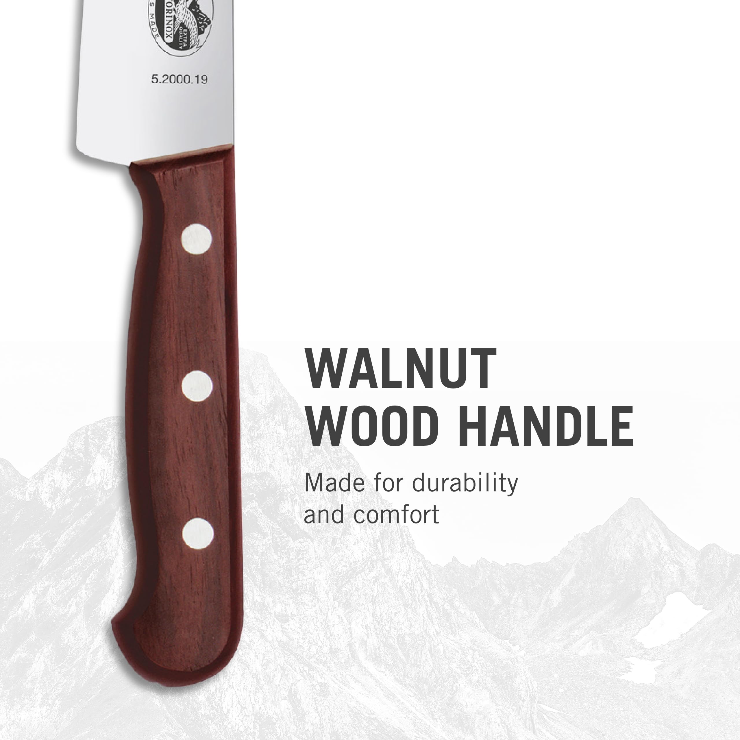 Victorinox Wood, set profesional para trinchar, 2 piezas, cuchillo y tenedor para trinchar, acero inoxidable, elegante mango de madera, marrón