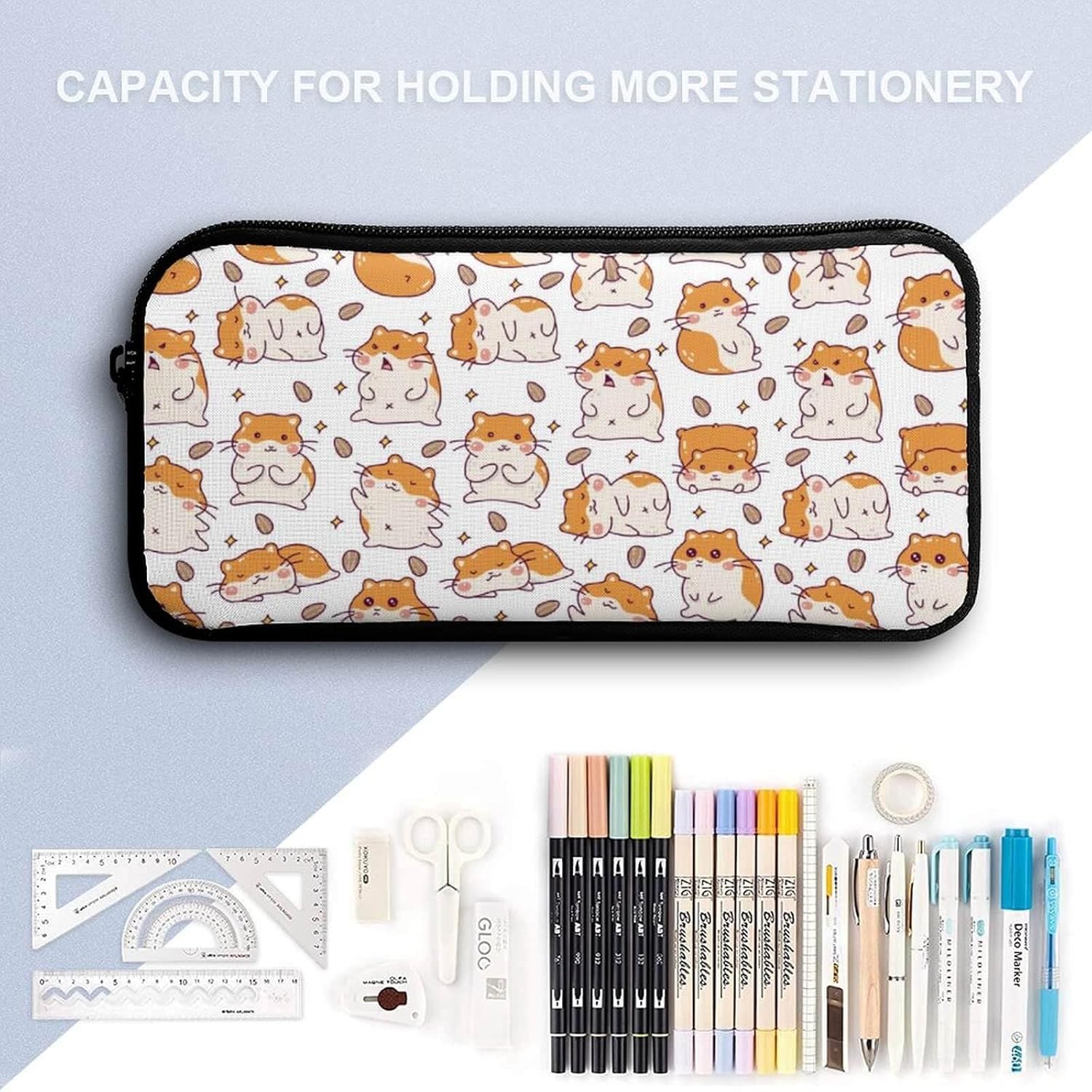 Hamster Backpack with Lunch Box & Pencil Case for Kids Girls Boys School, 16 Inch Cute Hamsters Bookbag, School Backpack for Students Children, Lightweight, Large Capacity - Image 8