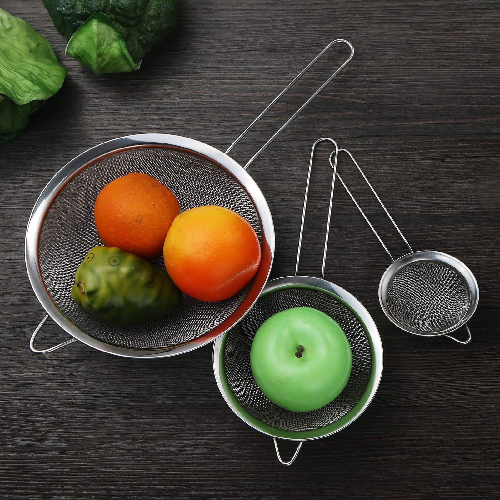Set 2 Colini A Maglia Fine In Acciaio Inox 304, 9cm E 11cm, Micro Setaccio Per Cucina, Filtro Per Alimenti