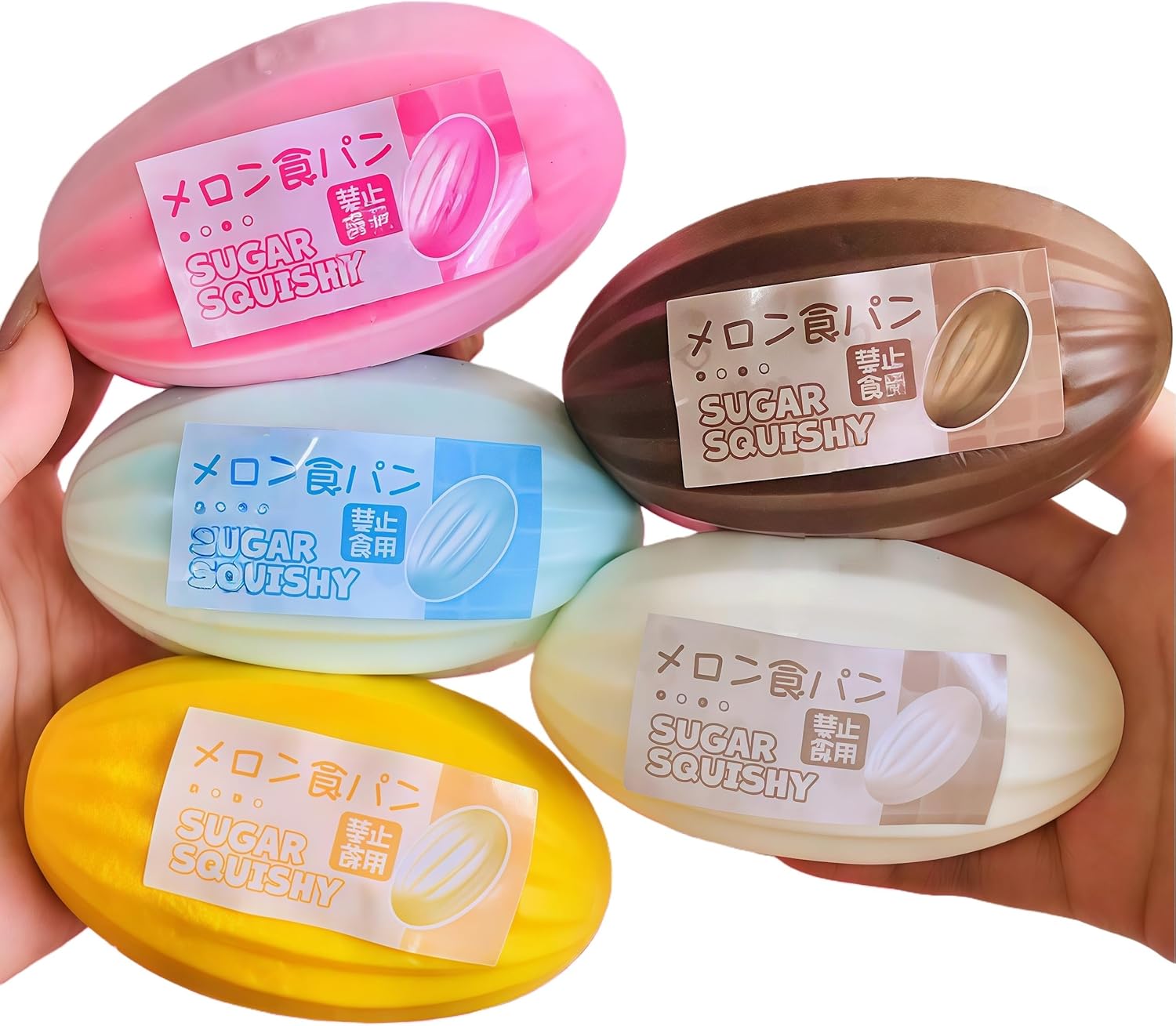 5-Pack Sticky Bread Slow Rising Squishy Set, Soft Foam Stress Relief Squeeze Squishies for Adults, Bread-Shaped Sensory Stress Balls for Desk, Office & Gifts 14+