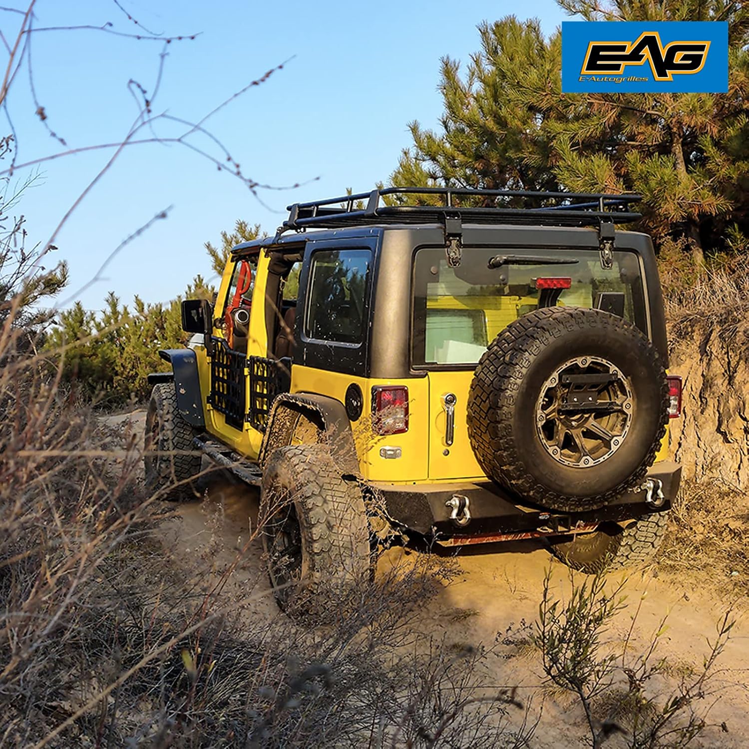 Rear Bumper Guard with 2"Hitch Receiver and D-rings Fit for 07-18 Wrangler JK