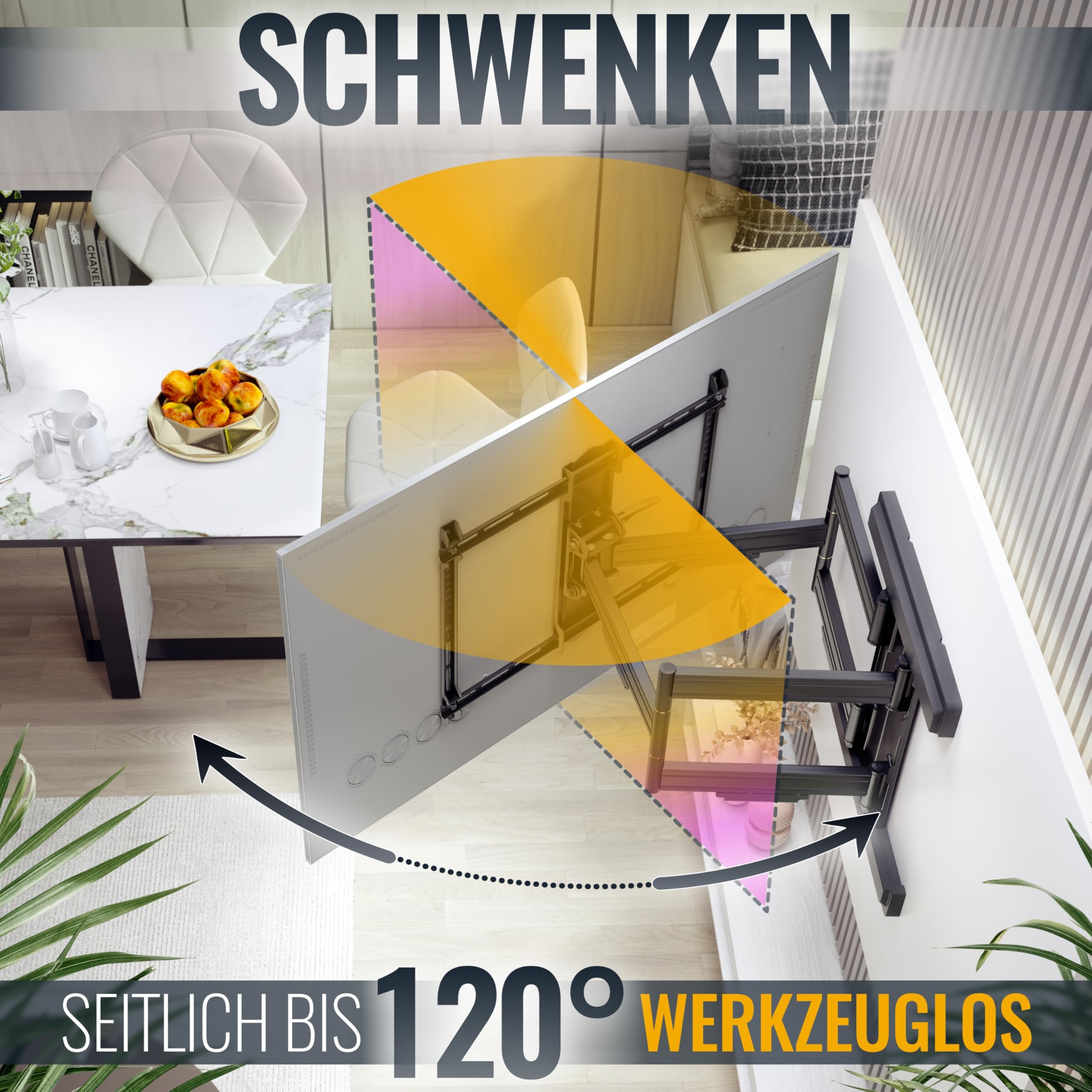 RICOO TV Wandhalterung Schwenkbar Neigbar für 55-100 Zoll Fernseher Halterung Wand Fernsehhalterung S7564-B Fernseh-Arm Schwenkarm Smart OLED Flach Curved Bildschirm bis 70-Kg & VESA 600 x 400
