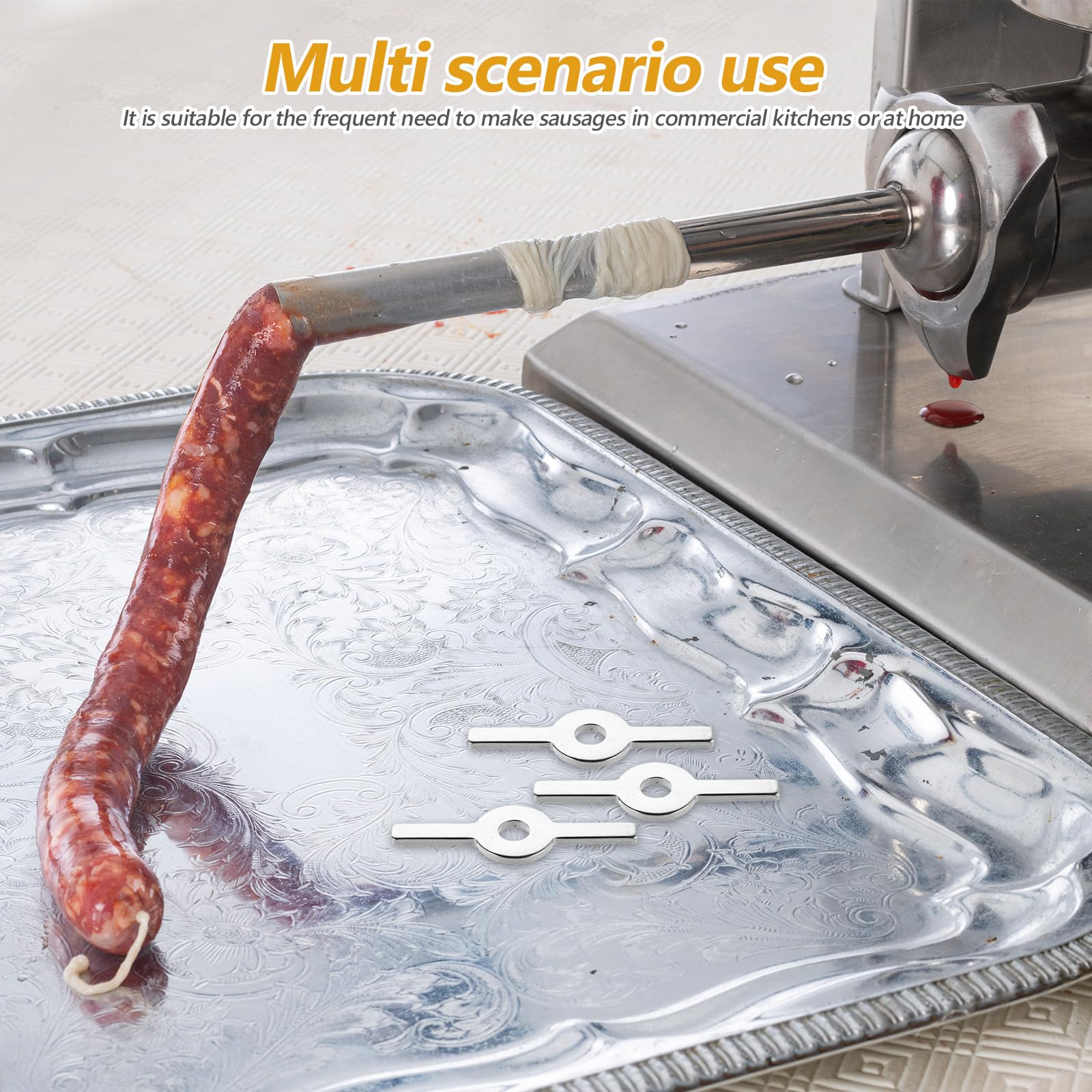 Soporte de Embutido para Picadora de Carne 8 Piezas Acero Inoxidable | Accesorios Metálicos, Repuesto para Batidora de Alimentos, Montaje Fácil y Soporte Robusto