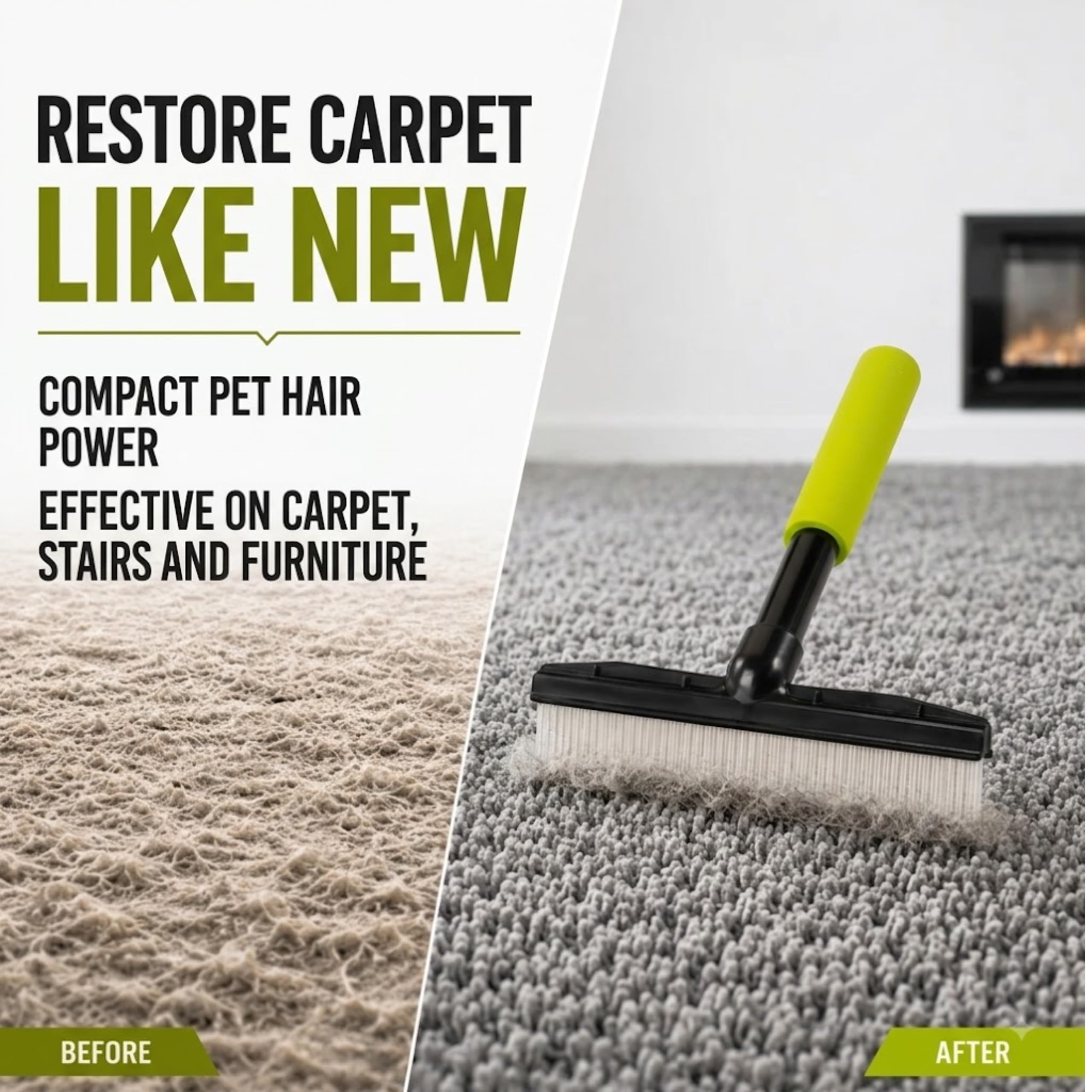 Rastrillo y Peluquero para habitación pequeña con Mango de 11 Pulgadas, diseño portátil, Cepillo de Alfombra Ideal para Pelo de Mascotas, alfombras refrescantes de Pelo Alto, escaleras, Muebles,