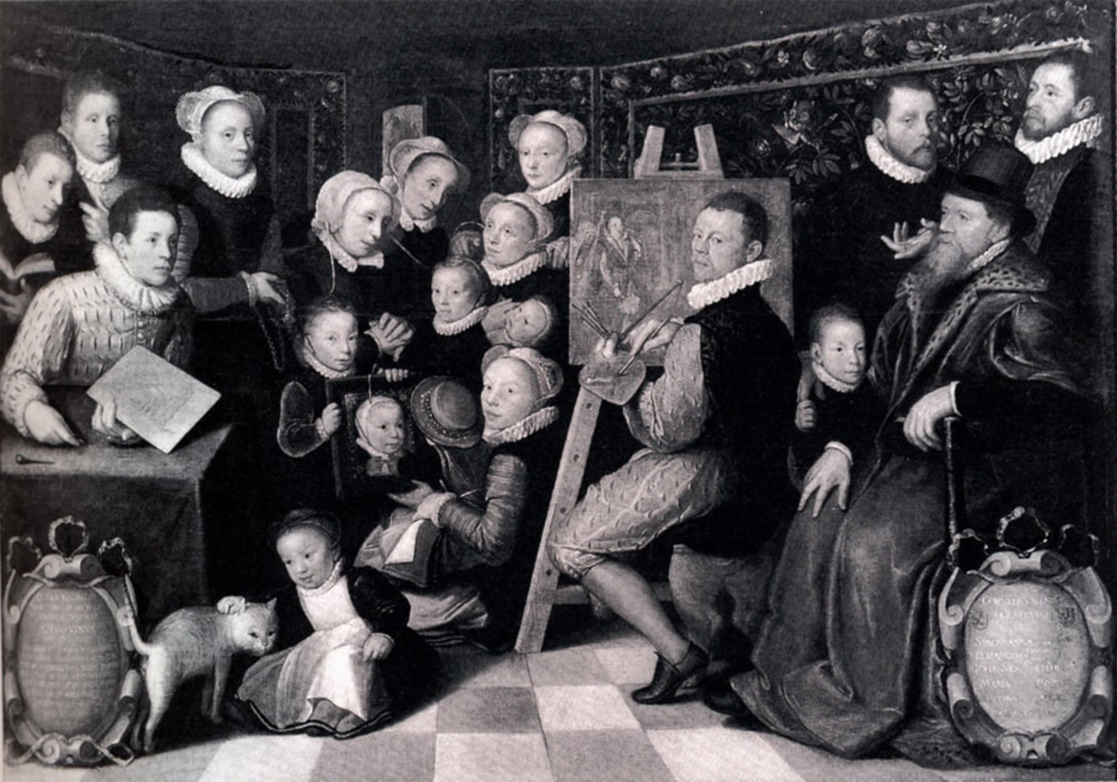 POSTERIIk Famous Modern Artwork Art Mural Self-portrait of the Artist with His Family by Otto Van Veen Oil Paintings Pictures for Home Decor 60x90cm