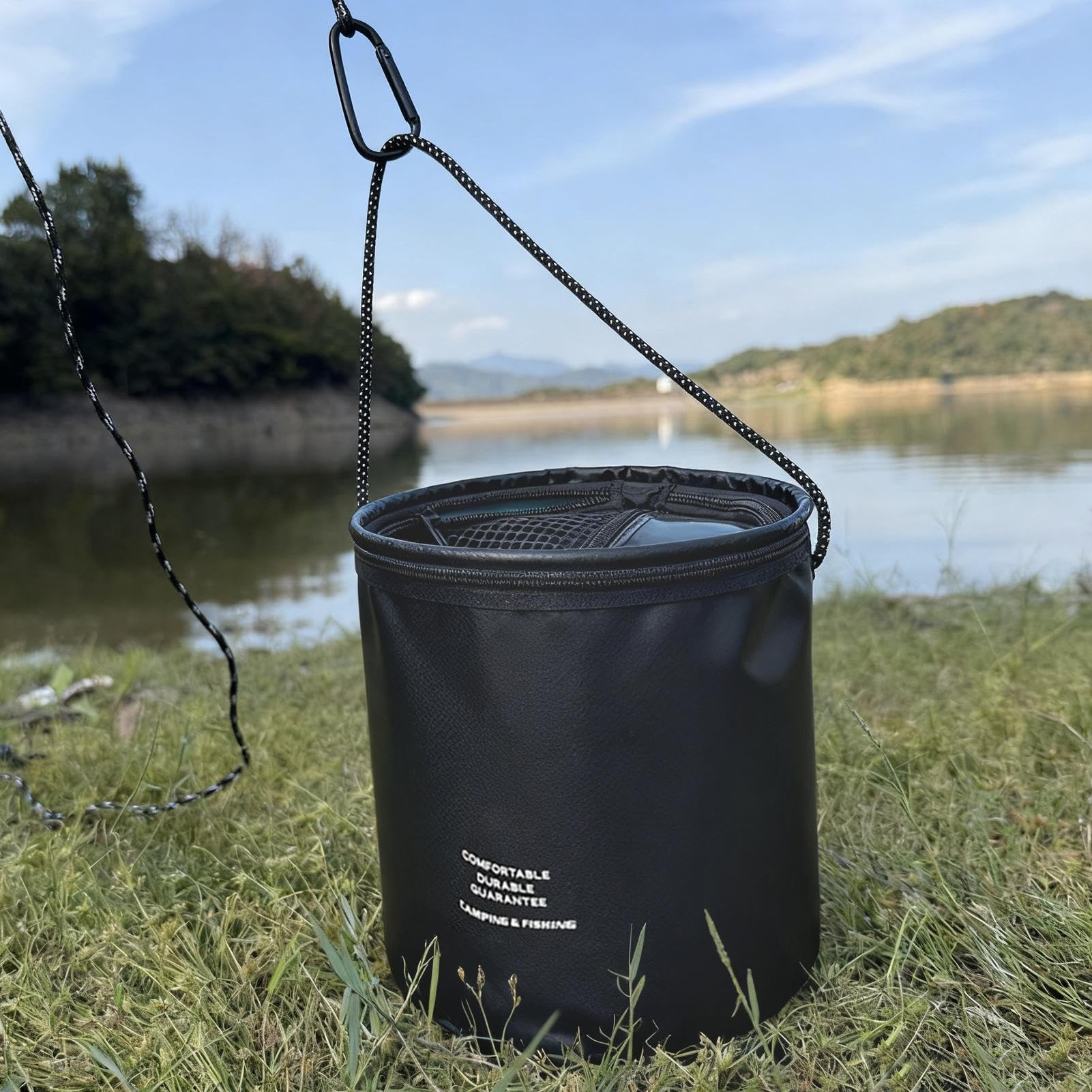 Secchio Per Esche Vive - Secchio Con Cordino Da 4 Litri - Contenitore per Attrezzatura da | Per Barbecue Grigliate Barca Kayak Spiaggia Campeggio All Aperto Persico Granchio Avannotti