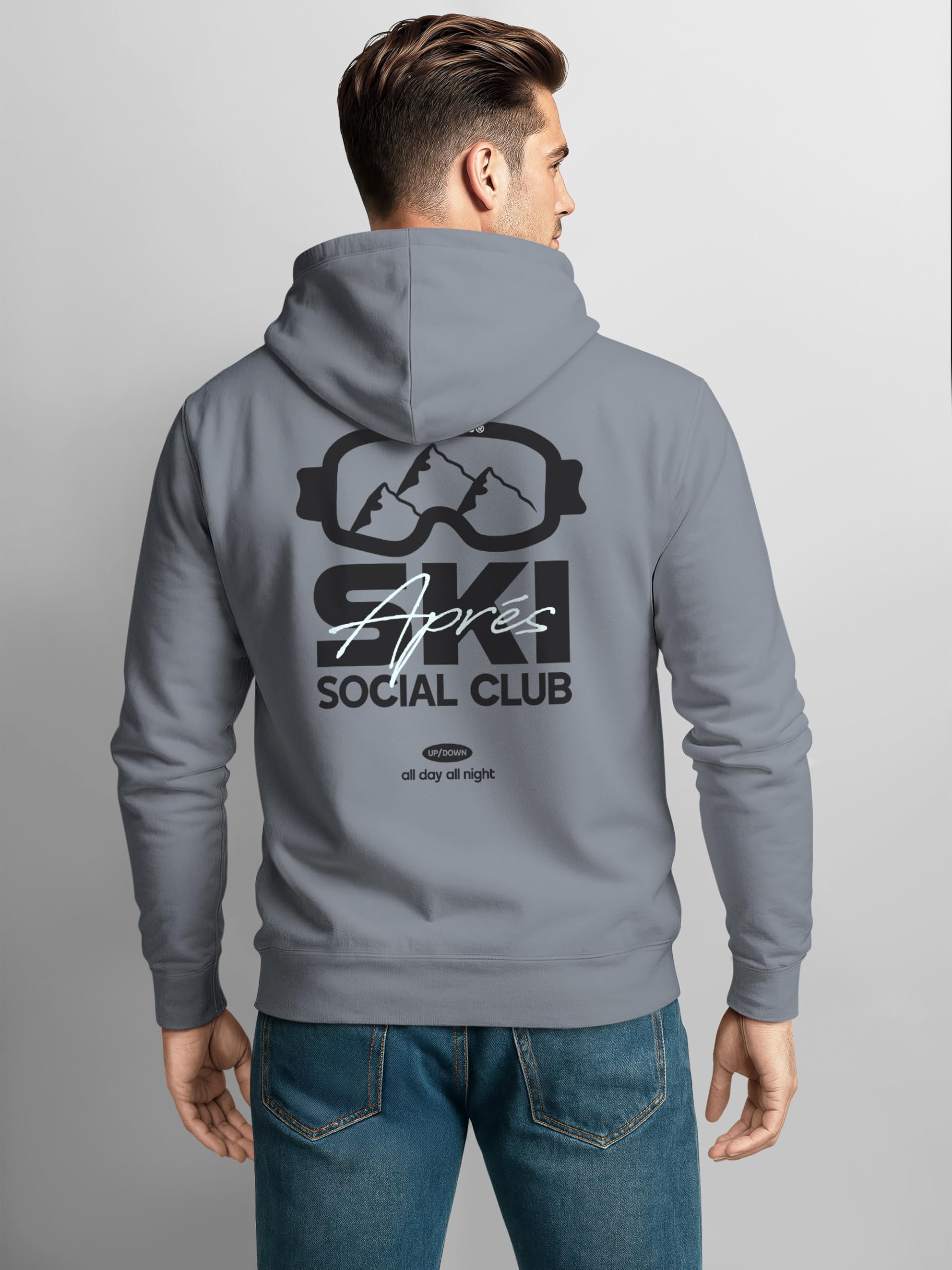 Neverless® Herren Hoodie Backprint Après Ski Social Club Skifahren Snowboarden Kapuzen-Pullover Männer Fashion Streetstyle