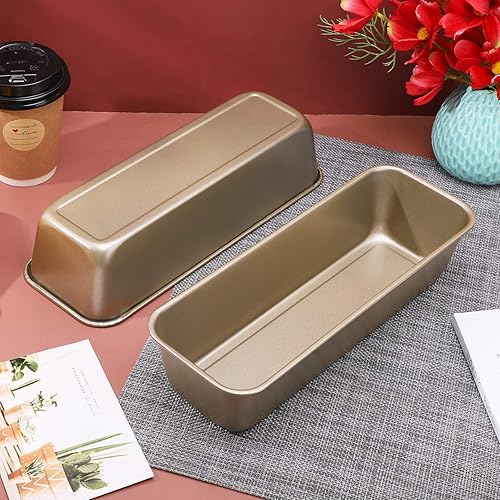 Miniatura 3 de Beasea Juego de 2 moldes para pan rectangulares de 12 x 4 pulgadas, moldes antiadherentes de acero al carbono, molde para tostadas doradas, moldes