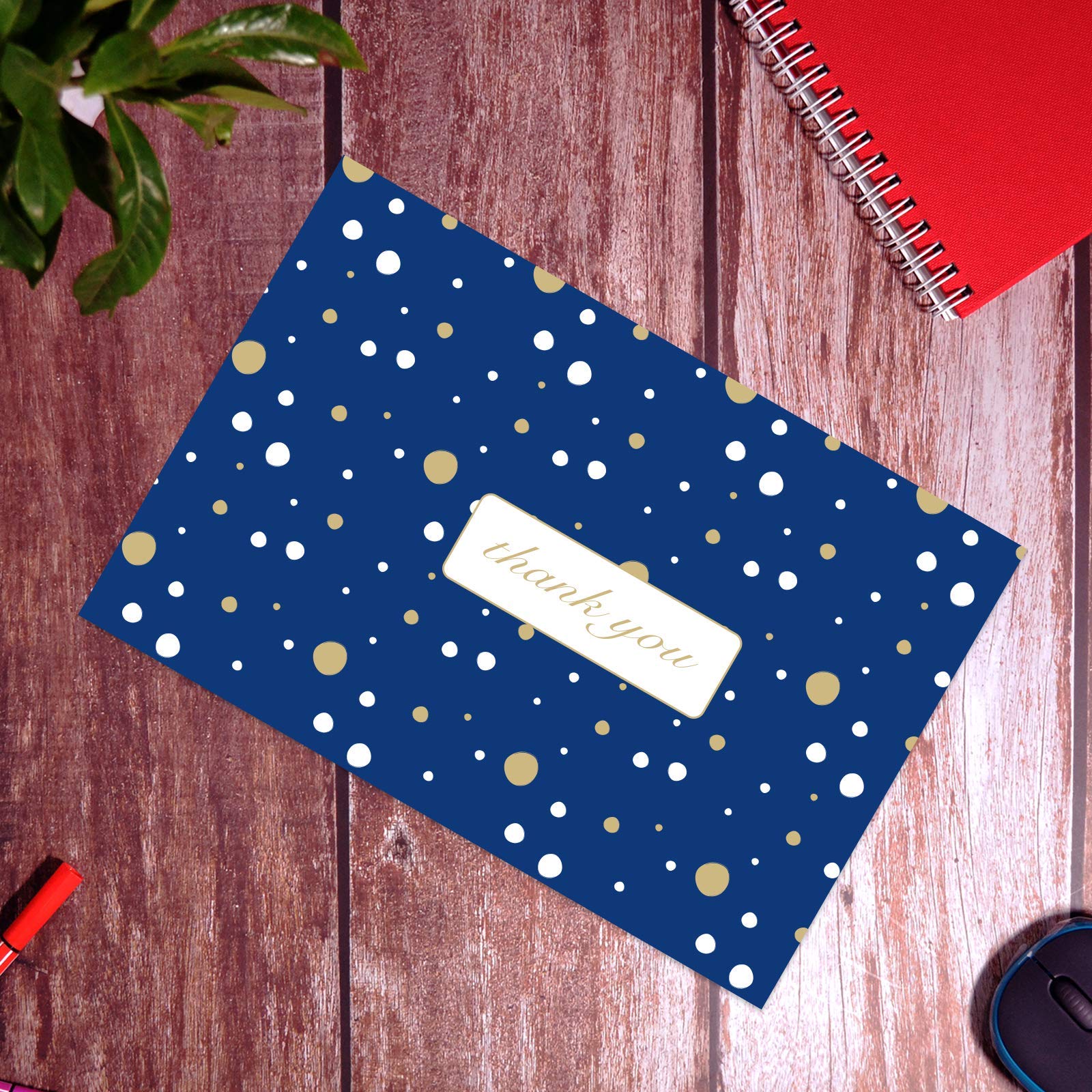 100 buste per spedizioni postali in polietilene, 30,5 x 39,4 cm, con scritta "Thank You", blu a pois, autosigillanti