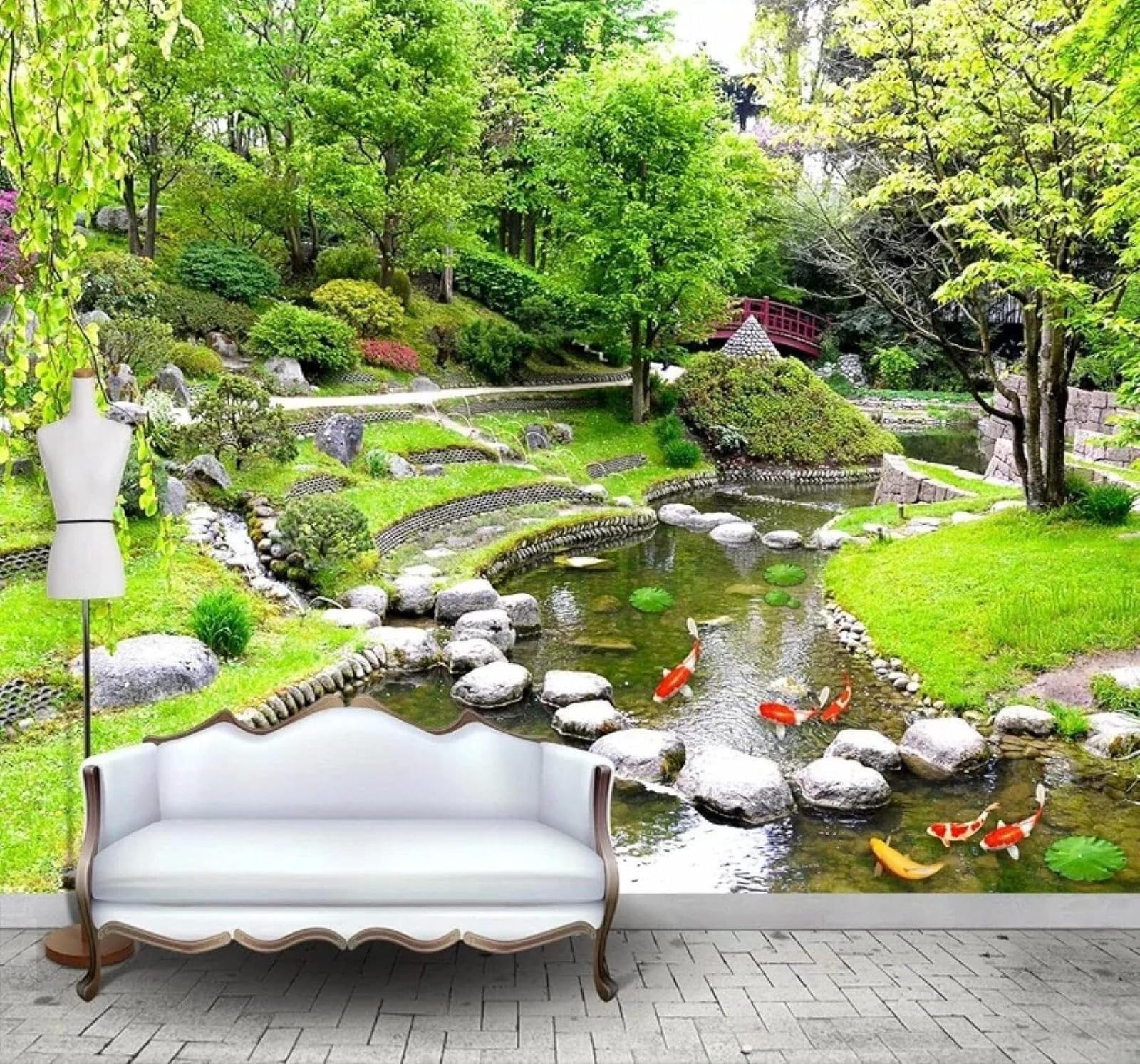 Xlming 350Cm×256Cm(B×H) Fresh Beautiful Park Stream Natural Scenery 3D Wallpaper Silky Texture Home Study Office Grey Dining Room Sofa Bedroom Living Room Tv Backdrop-350Cm×256Cm