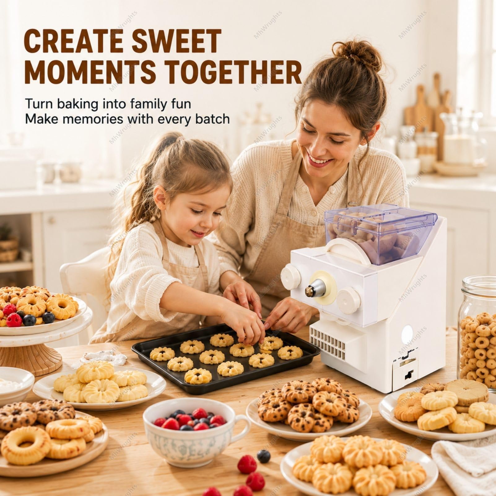 Macchina automatica per la preparazione di biscotti, 180 W, con ugelli intercambiabili, per modellare biscotti creativi per la cottura domestica, cucine e studi di cottura