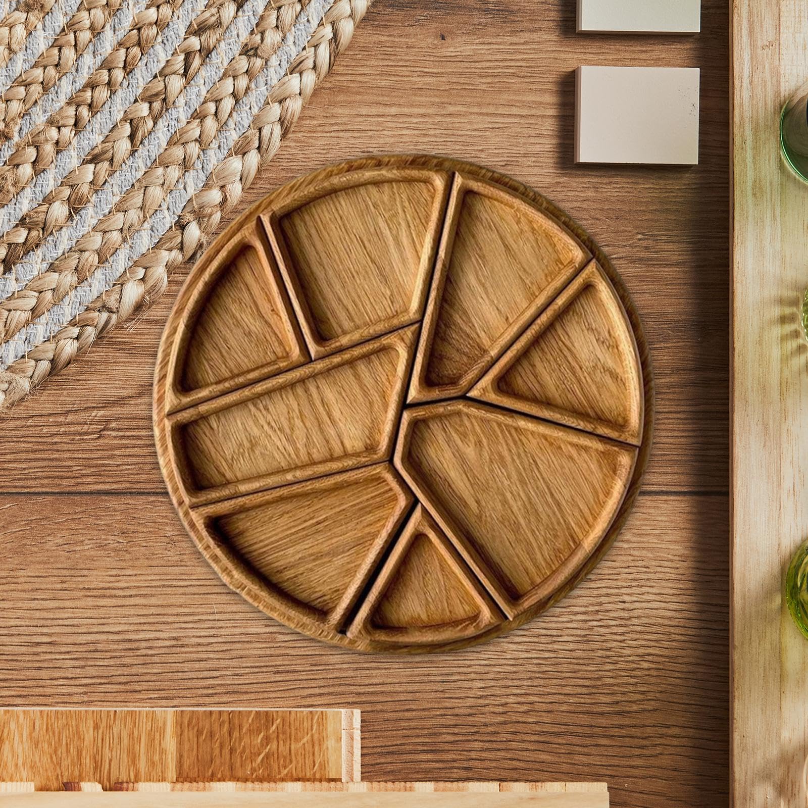 Serving Tray Wooden with Removable Dividers And Compartments for Appetizers Desserts Dinner Parties And Weddings.