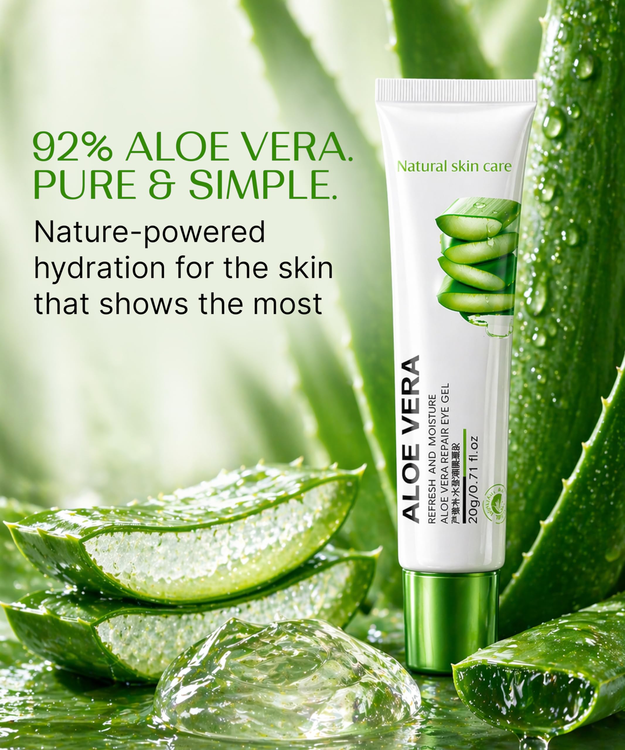 BIOAQUA Crema gel contorno occhi idratante all'aloe vera Riduce le occhiaie Idrata Borse senza occhi Garantite 20 g
