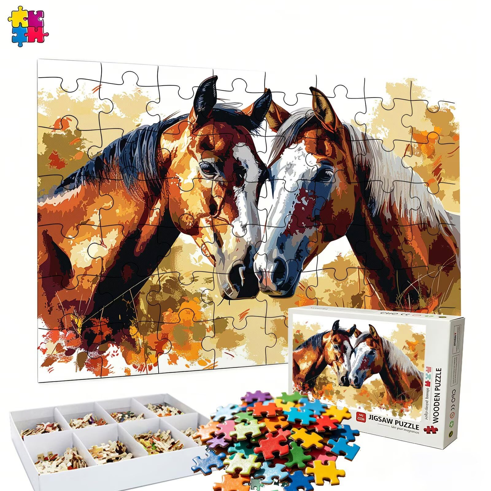 Puzzle 2000 elementów, abstrakcyjne puzzle konia 2000 elementów dorośli i dzieci, premium artystyczna łamigłówka, 99,5x70,5 cm Klasyczna gra puzzle dla dorosłych, wystrój domu, prezent dla kobiety