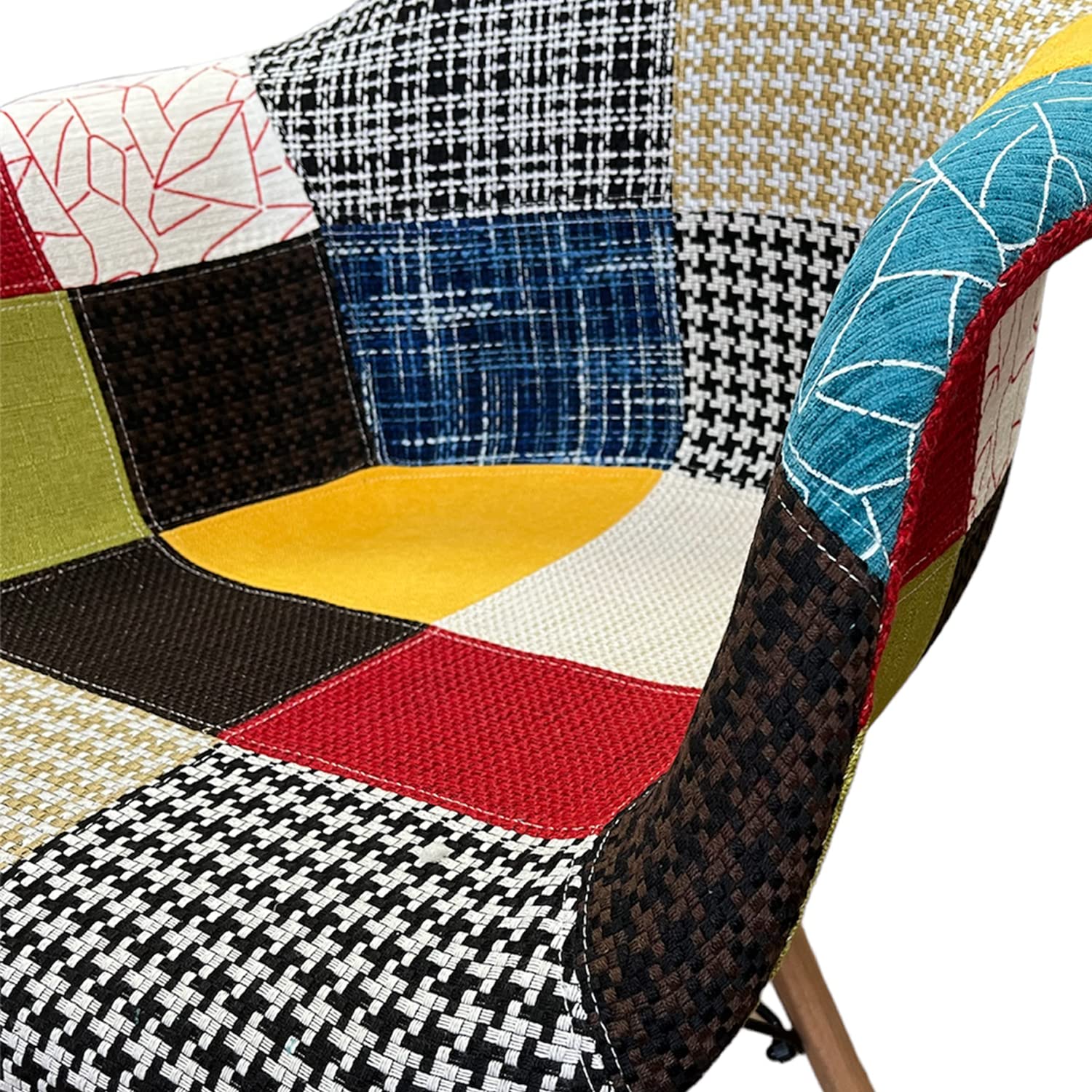 Marvin Poltrona Patchwork Relax Sedia Colorata Design In Tessuto Con Struttura Legno Di Faggio Schienale Braccioli Imbottita Per Soggiorno Studio Casa Salotto Camera