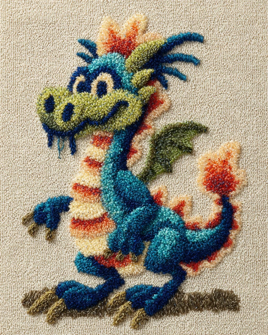 AMBATTERY Latch Hook Tapestry Kit Fantasy Dragon 90x120cm
