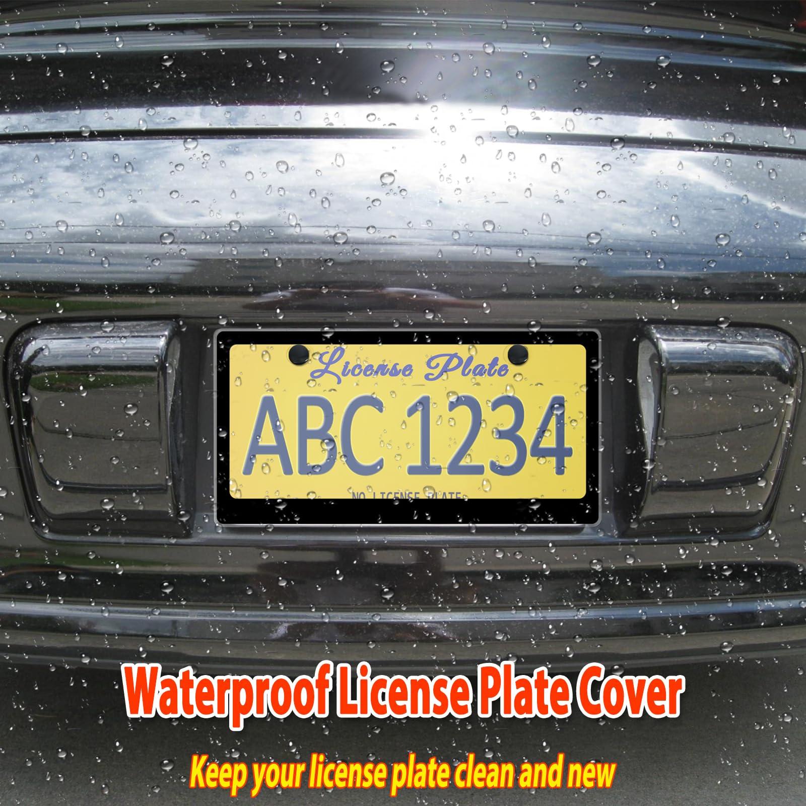 BGGTMO Clear License Plate Covers- Black Car Tag Frame, Unbreakable Number Plate Protector with Screws Caps and Rattle Proof Pads, 2 Pack for Front Rear