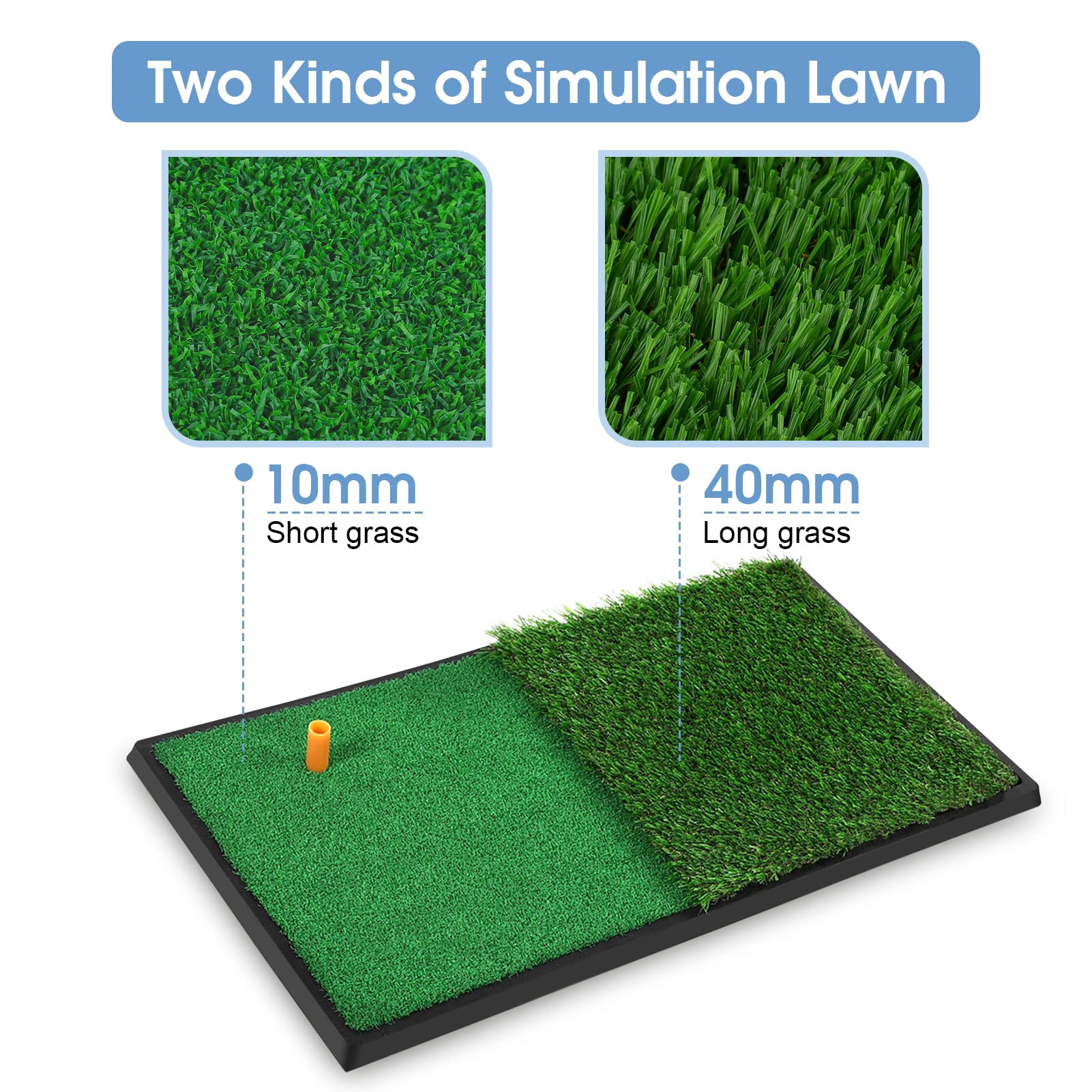 Tapis de Golf, Tapis de Portable Tapis d'entraînement Pratique de Tapis 2 Couleurs Herbe de Jardin, Extérieur Entraînement Pratique Frappant Le Coussin de Coussin en Fausse Herbe