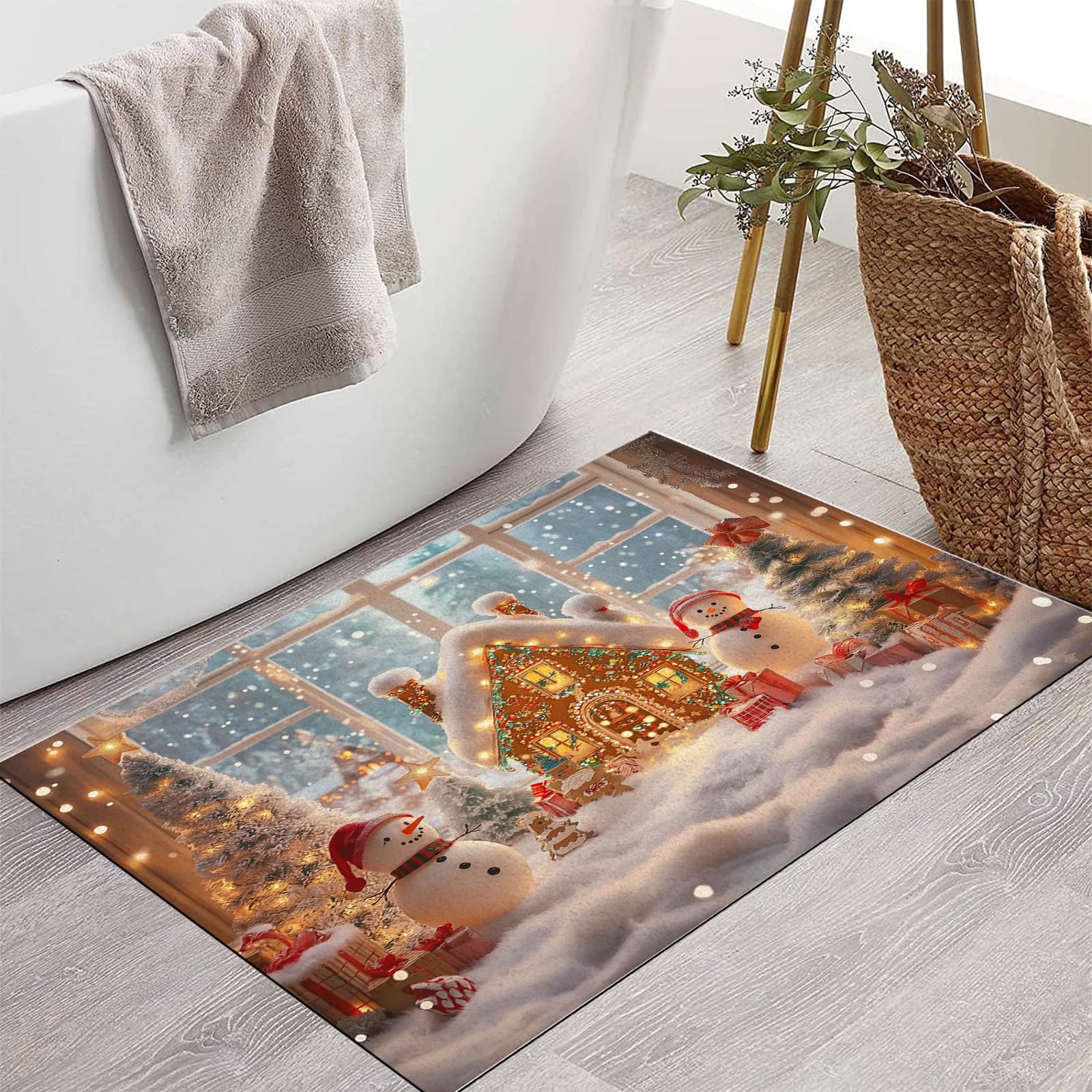 Felpudo Que Atrapa La Suciedad, Alfombra De Entrada Antideslizante, Lavable A Máquina, Felpudo De Muñeco De Nieve Navideño, Felpudo Absorbente De Bienvenida para Puerta De Entrada, Puerta Trasera