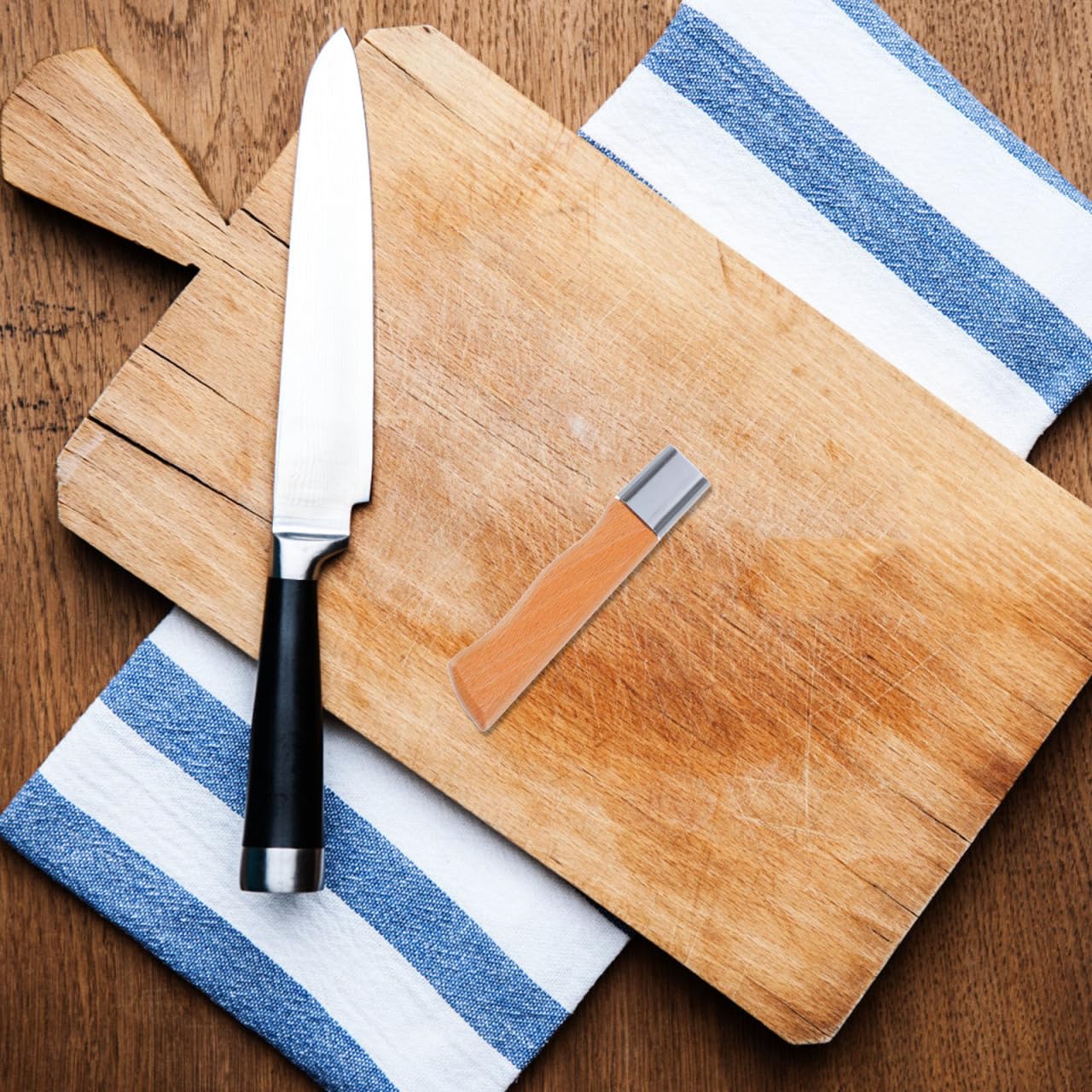 Mango de Madera de Haya para Cuchillo, Tirador Repuesto Ergonómico con Diseño de Pájaro Plateado, Accesorio Manual para Reparación y Fabricación de Cuchillería, Pequeño