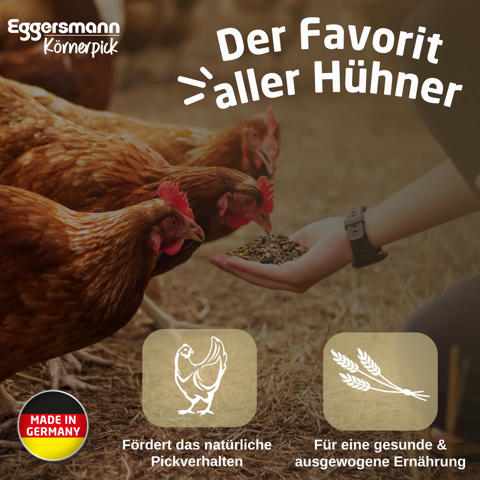Eggersmann Körnerpick 25kg Premium Hühnerfutter - Körnerfutter Premium Geflügelfutter - Premium Körnermischung für Hühner Gänse und Enten aus natürlicher Herstellung