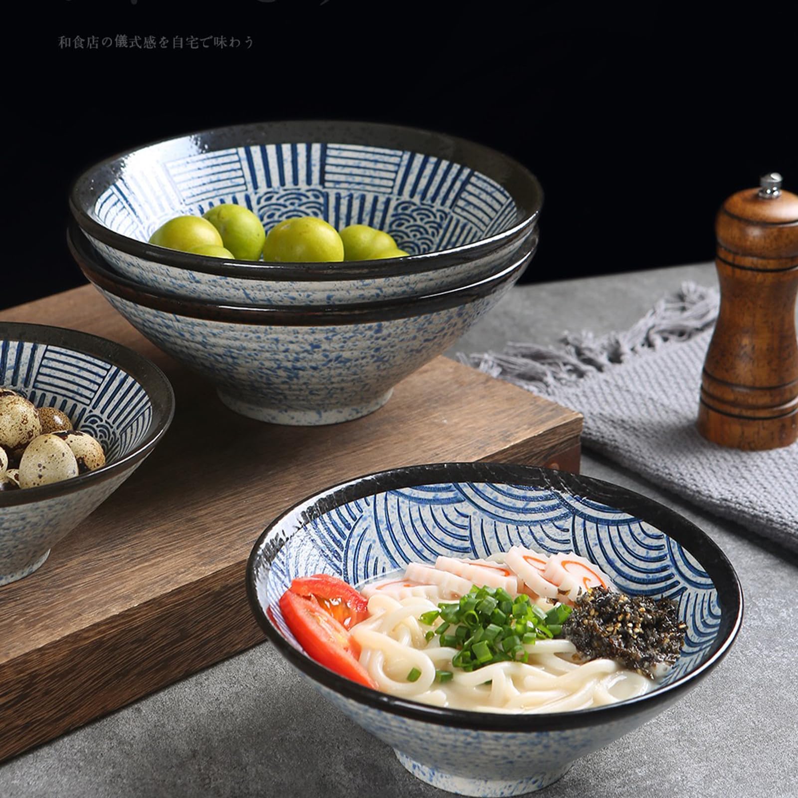 Ramen Bowl Keramiek Set 2x1000ml, 34oz Japans Porselein Servies Met Vork Eetstokjes Lepel En Recepten Soepkommen Mengkommen Voor Noedels Granen Salades Cadeaus Nieuwe Huizen 2575003453