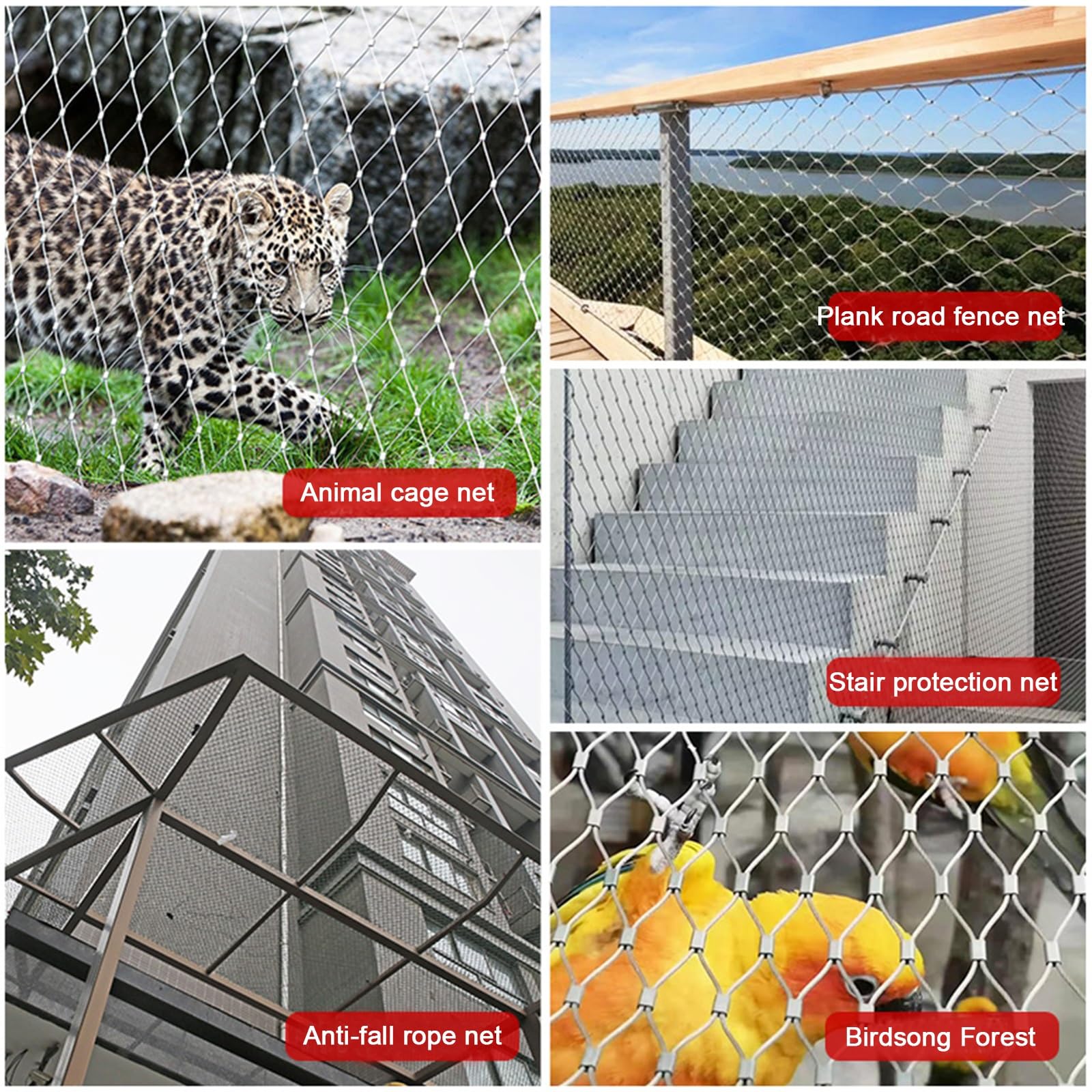 Rete metallica in acciaio inossidabile 304 – Rete di sicurezza flessibile per gabbie zoo balconi scale piante rampicanti – facile da tagliare (dimensioni: L 1,5 x L 18 m/L4)