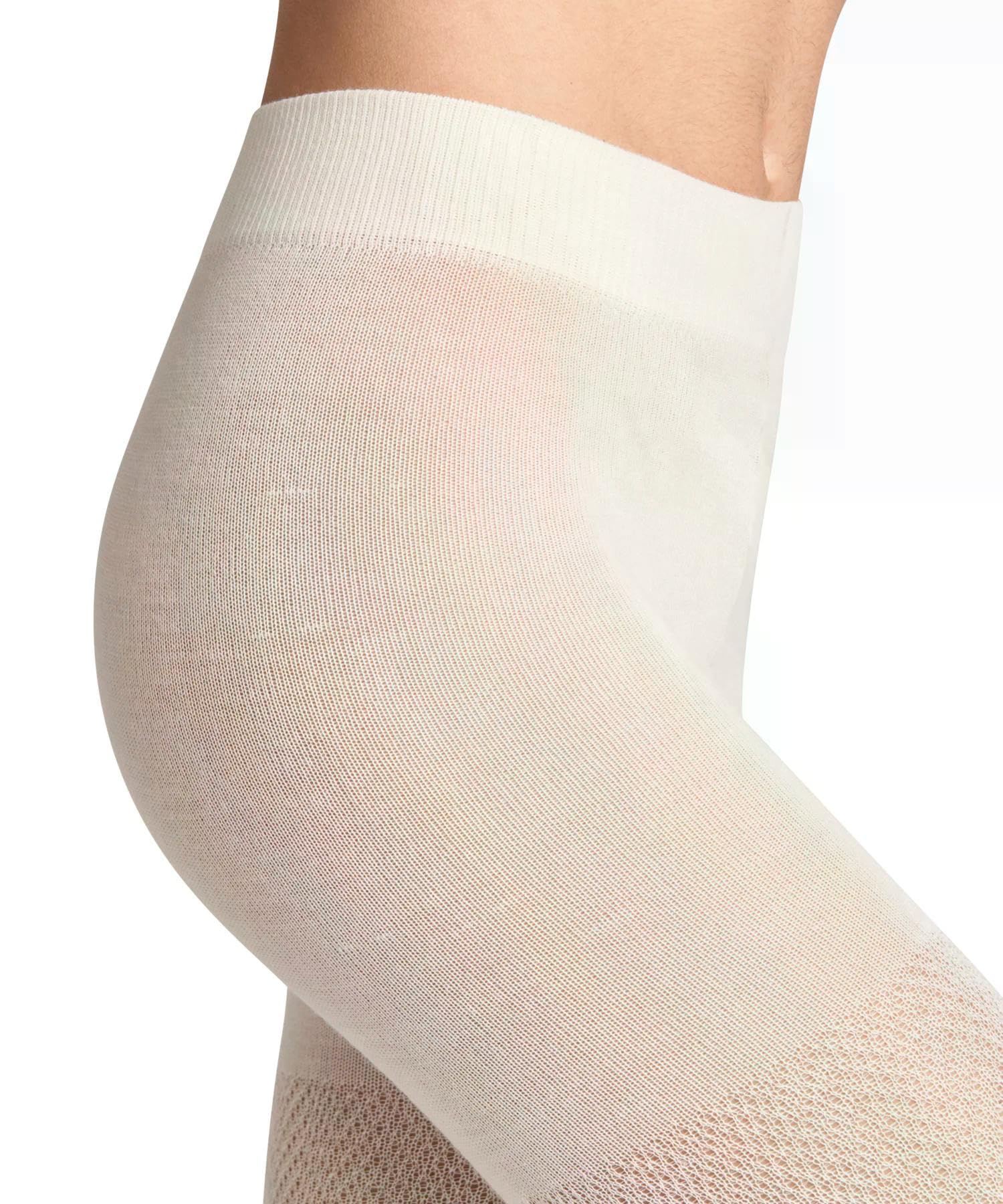 FALKE Kobiety Rajstopy Fable Estate W Ti wełna grube z wzorem 1 Sztuka, Biały Off-White 2040, 42-44