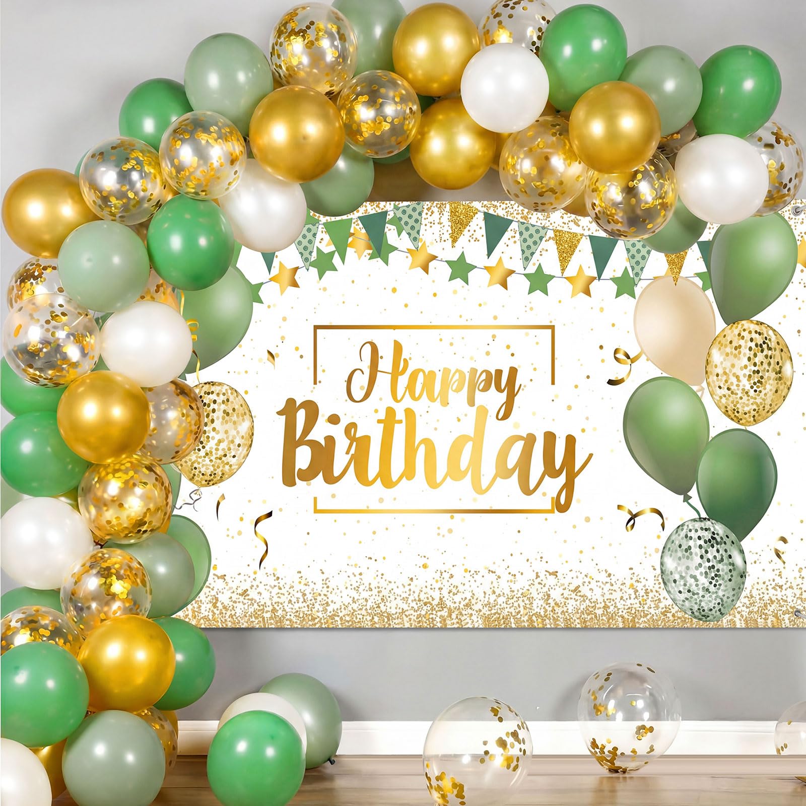 Tatuo Navy Blue and Gold Happy Birthday Balloons Backdrop Banner Kit — Amazon image 8