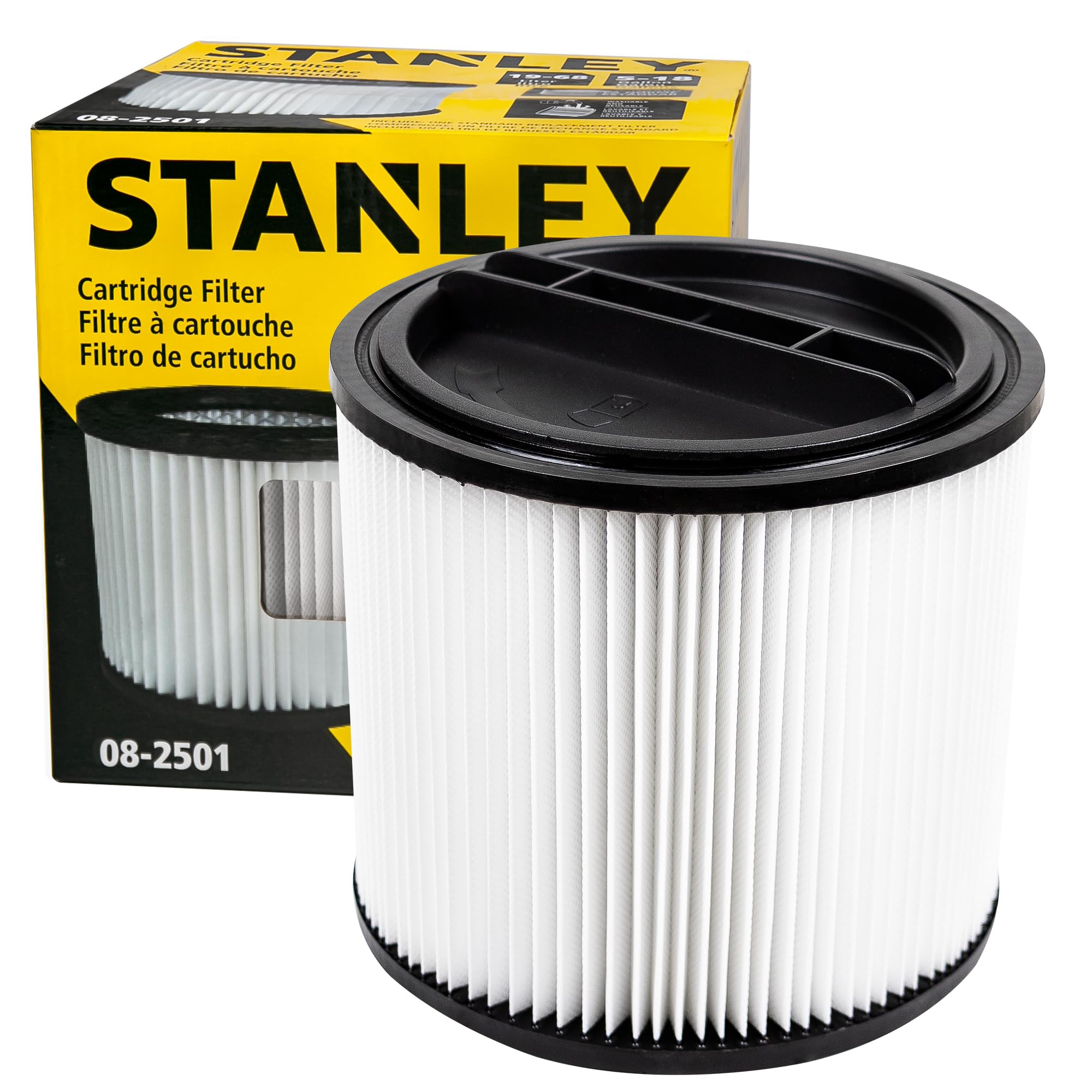 STANLEYVacuum Filter Replacement 08-2501, Fit for Most 5-18 Gallon Wet Dry Vacuum Cleaner, Compatible with SL18115, SL18115P, SL18116, SL18116P, SL18191P, SL18199P, SL18117, SL18701P-10A, SL18410P-5A