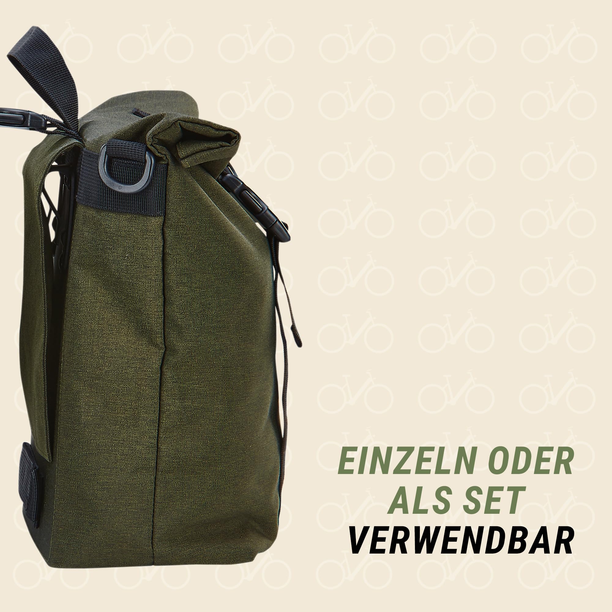 Prophete Doppelpacktasche, 2 x 10 Liter, Wasserabweisend, 29,5 x 12 x 26 cm, Grün