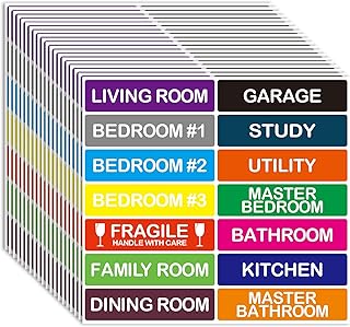 Lot de 280 étiquettes d'emballage pour déménagement - Autocollants à code couleur - Étiquettes fragiles pour boîtes de déménagement