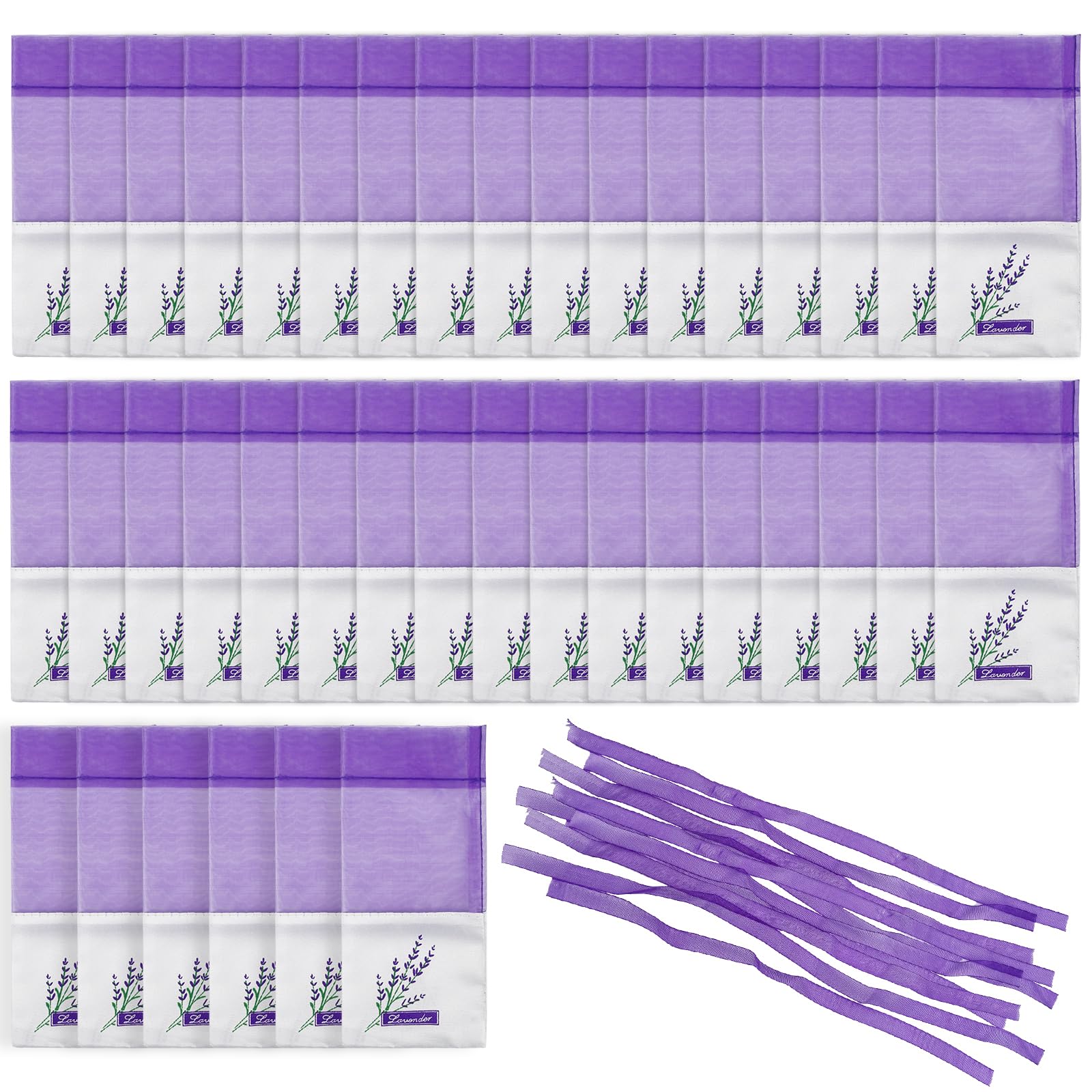 Tekenewbse 40 Pièces Sachet Lavande Vide, avec 40 Rubans de Fils Cordon de Serrage, Sachet Tissu Parfumé Armoire Anti Mite, Sach