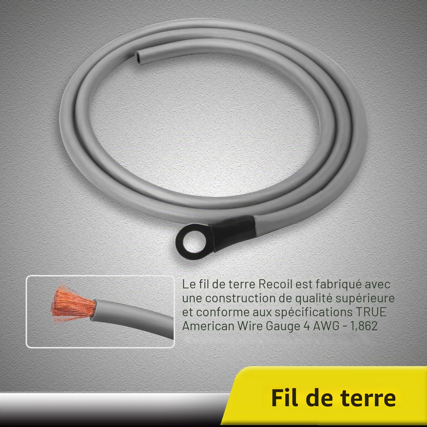 RECOIL RCK44 Kit Câblage Ampli Voiture 4 AWG (25mm²) CCA RCA OFC