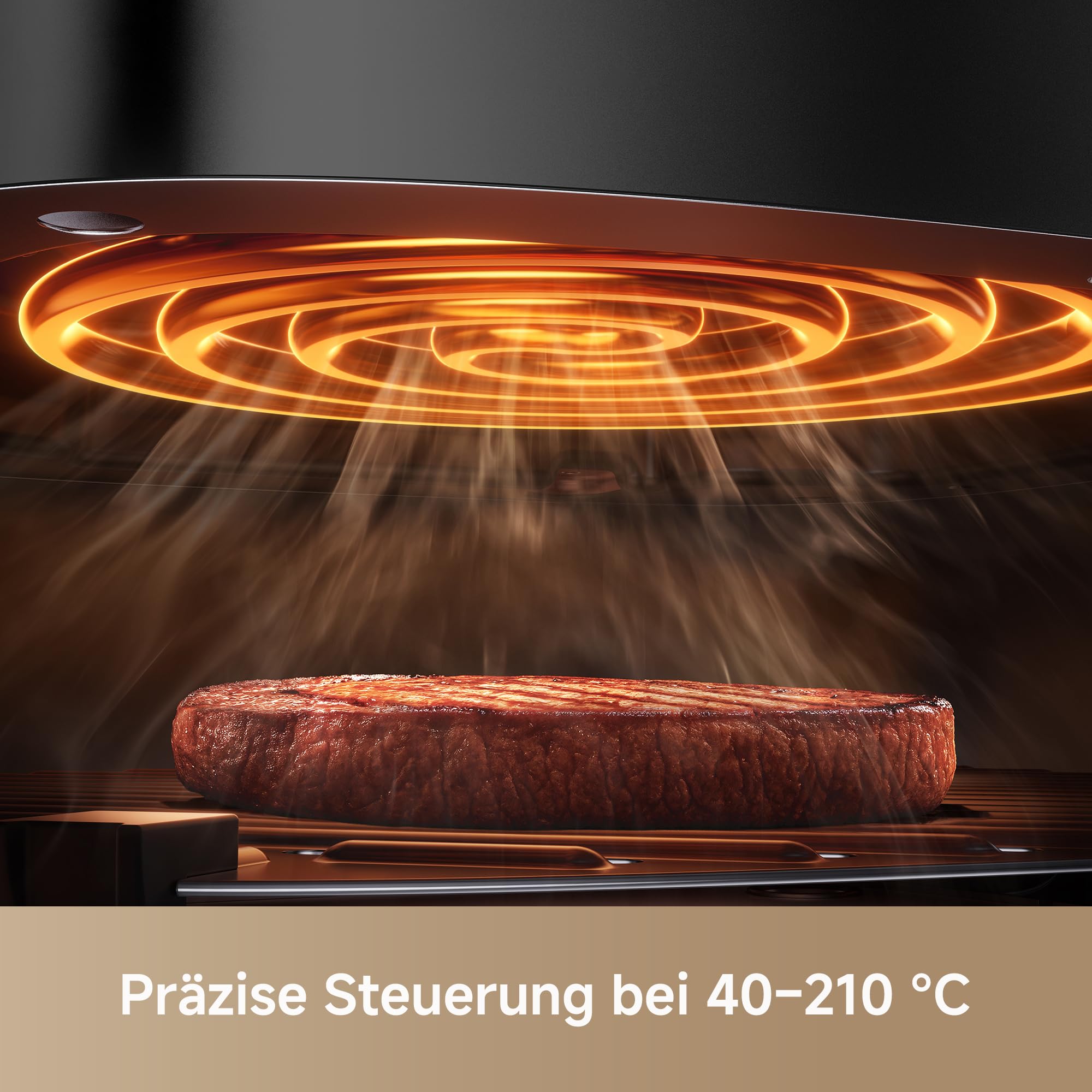 Mova Aeroglass AF20 Pro Heißluftfritteuse: Transparenter Glasinnenraum, Doppeltes Fassungsvermögen (4 l + 2,5 l), Glasschüssel, Bürstenloser Motor, 8 Rezepte, 40–210 °C, Intelligente Voreingestellte