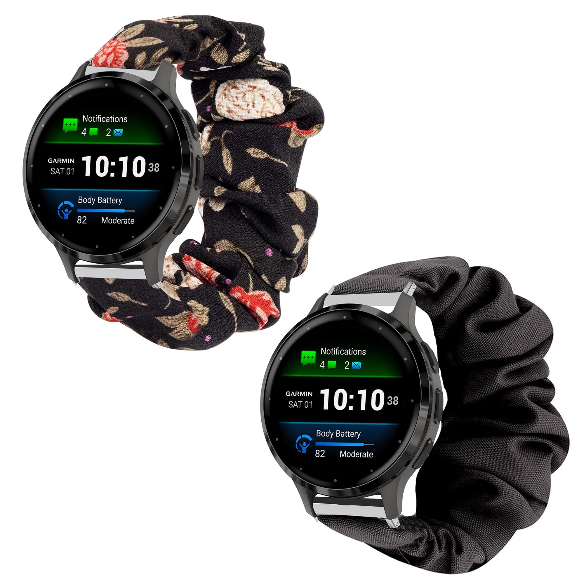 Compatible with Garmin Venu 3S Band, Lamshaw 18mm Quick Release Fabric Elastic Scrunchie Elastic Women Cute Replacement Straps Compatible for Garmin Venu 3S 41mm / Venu 2S / Forerunner 265S /