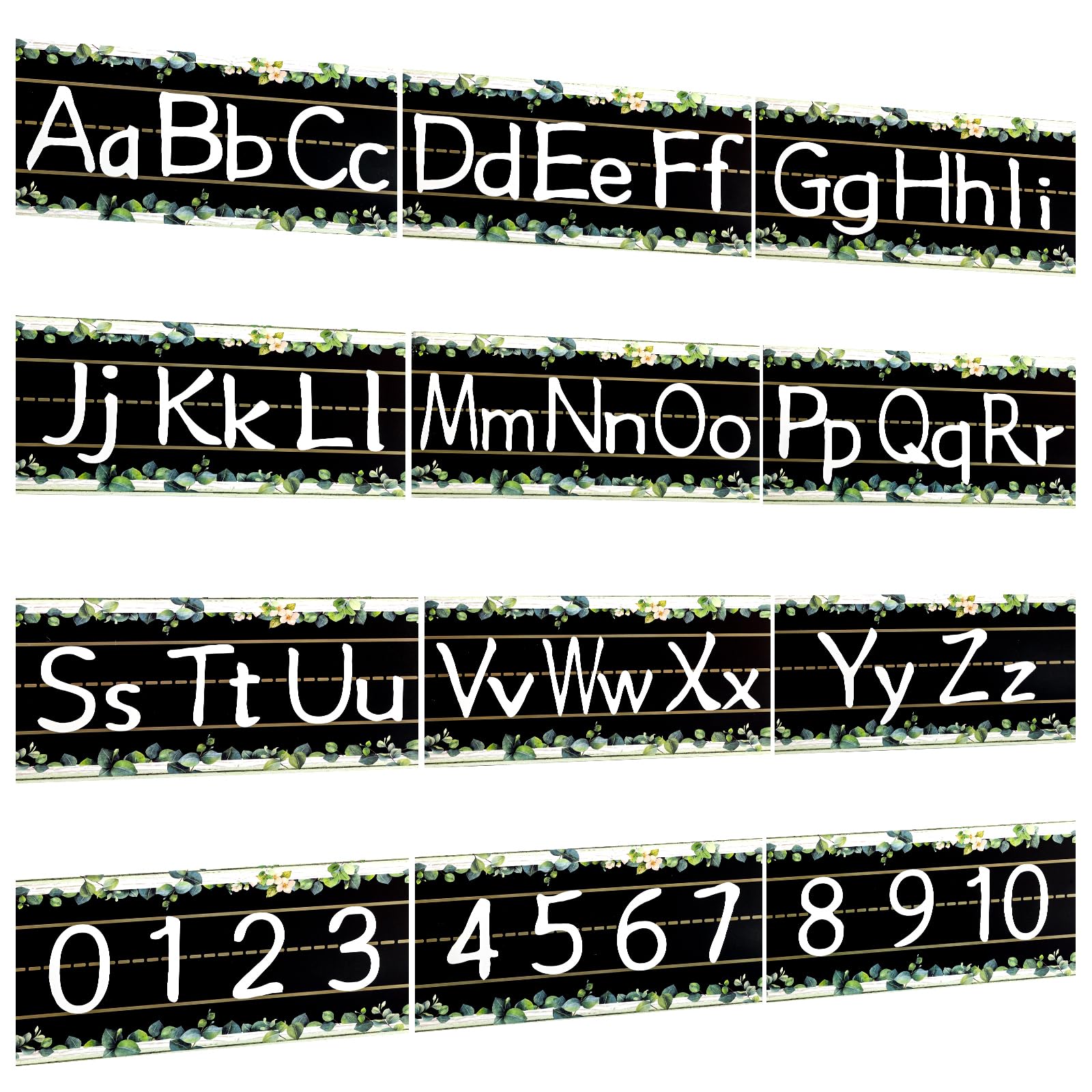 Alphabet-Linie Für Klassenzimmer - 12-teiliges Set Mit Zahlen & Buchstaben, 38x15 Cm