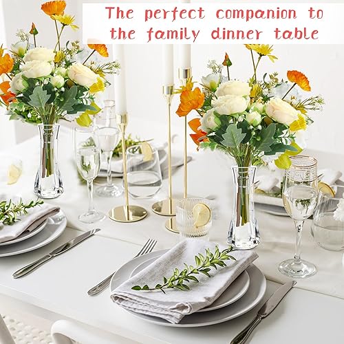 Miniatura 4 de Mumufy 24 jarrones acrílicos a granel, pequeño recipiente transparente para flores, altura irrompible, jarrón de cristal de plástico para centros de