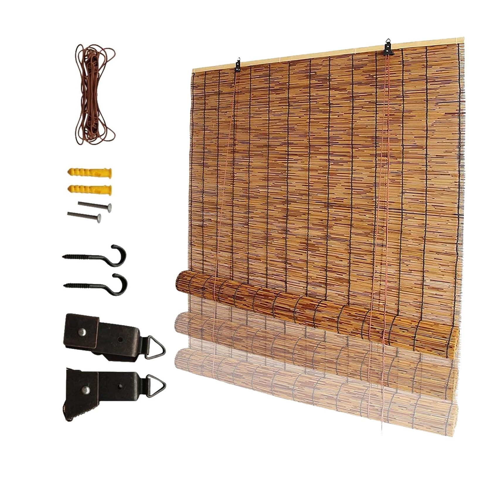 CMJYMX Outdoor Reed Curtains With Lifter - Blackout Roller Blinds For Windows - Bamboo Light Filtering Roller Shades For Patio, Restaurants, Resorts, Terraces, Leisure Places(150x210CM/59x82IN(WxH))