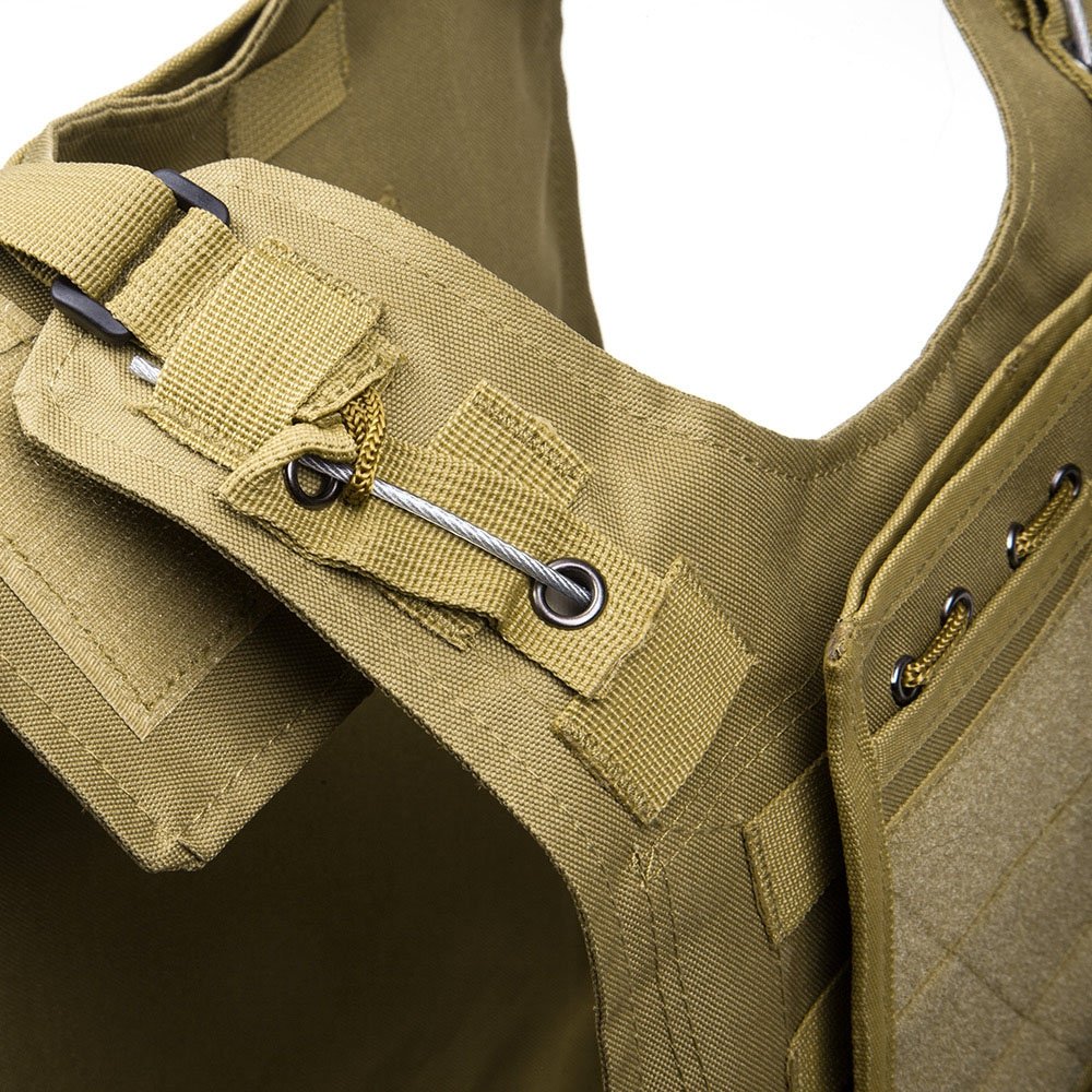 Chaleco táctico para caza al aire libre Molle Chaleco Multi-bolsillo Paintball de entrenamiento (Khaki)