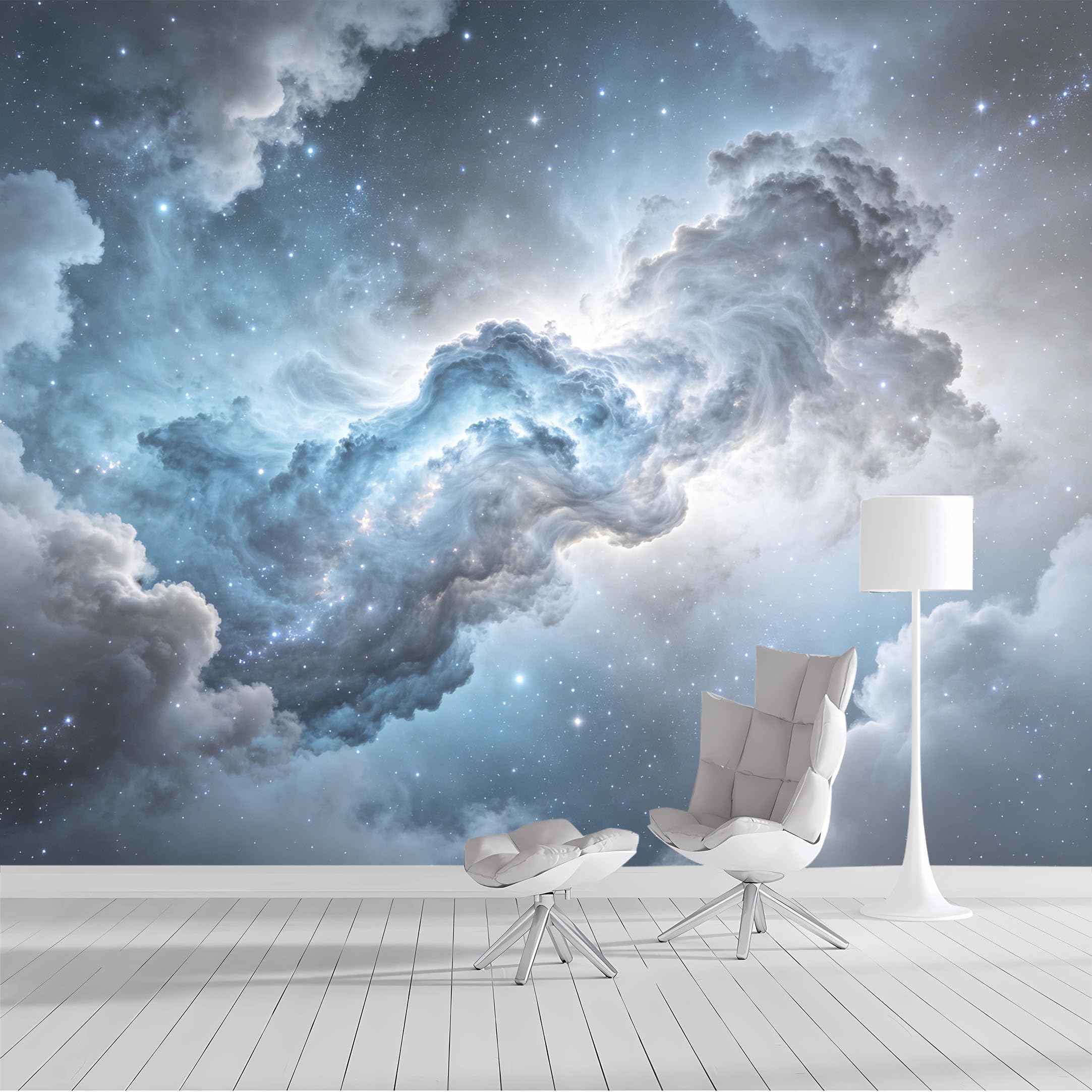 Custom Size Wall Mural Nebula Sky Stars Celestial Space Cosmic Cloudscape Watercolor SelfAdhesive Wall Fabric Removable Peel and Stick Wallpaper Wall Decor for Living Room Bedroom Bathroom