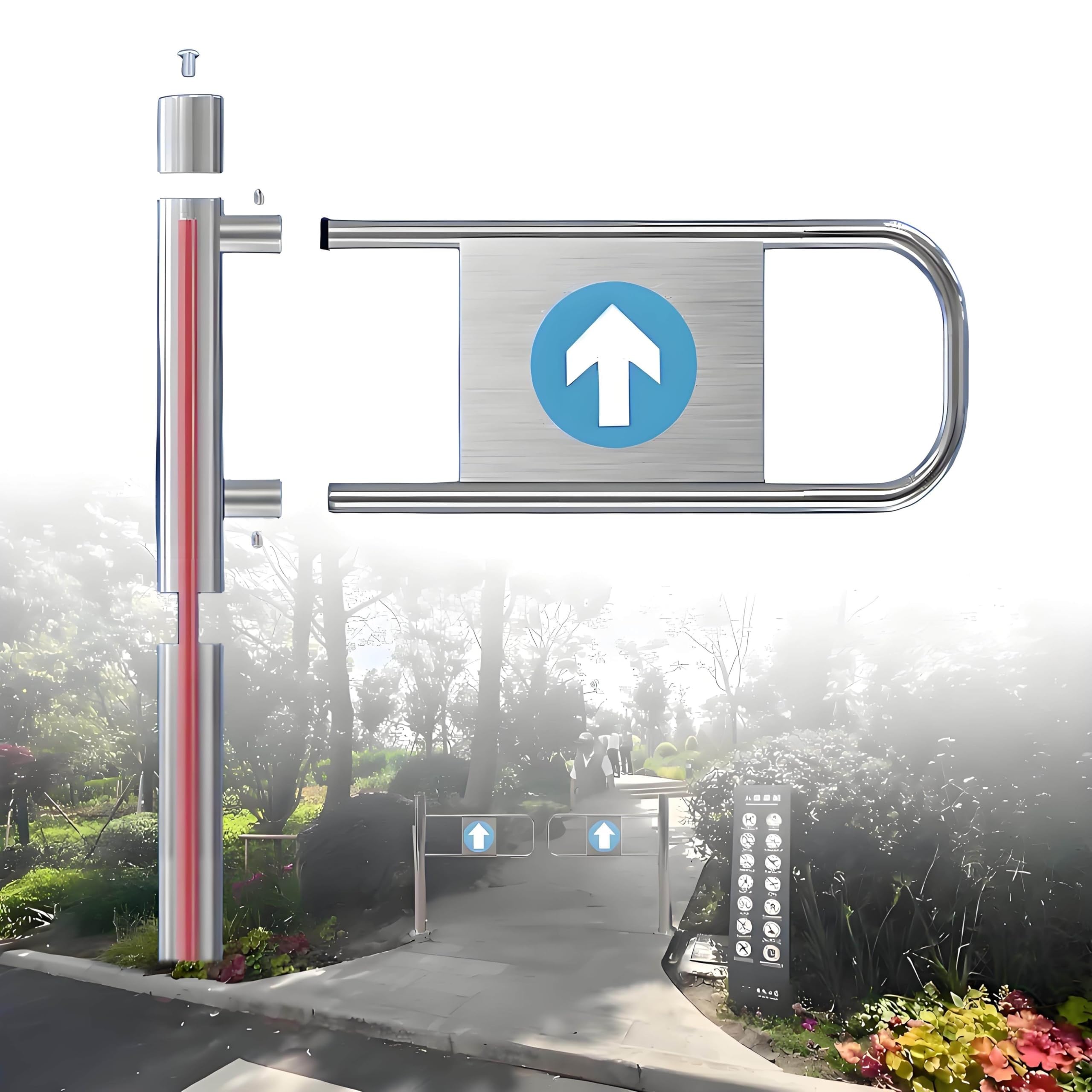 FHRKA Silver Warehouse Pedestrian Gate Door, Entrance Swing Gate for Supermarket, Spring-Loaded Cashier Counter Barrier (Left 55×100cm)