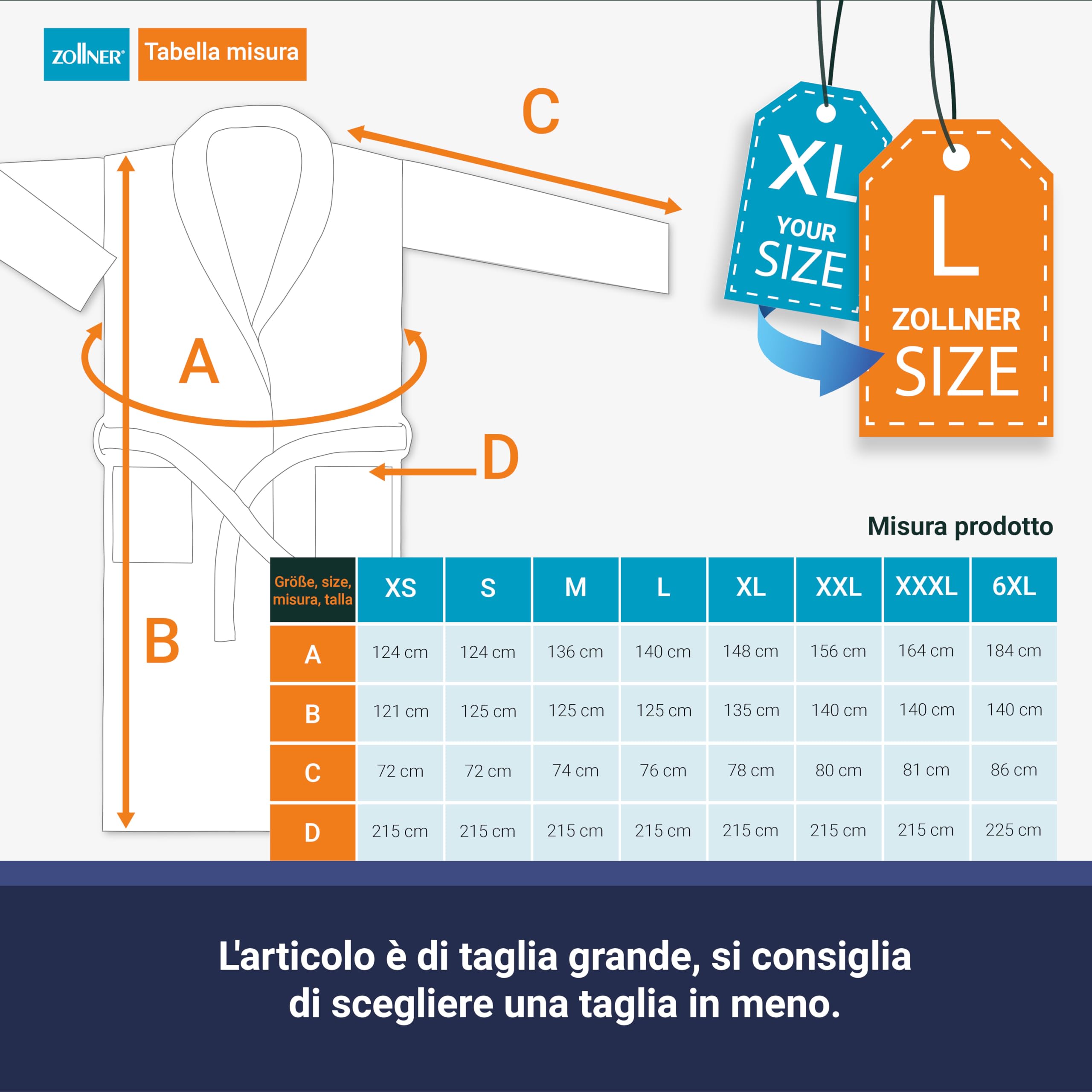 ZOLLNER Accappatoio bianco - morbido e super assorbente - da donna e uomo - cotone - 6XL - lavabile a 95°C - qualità alberghiera - Certificato OEKO TEX (R)
