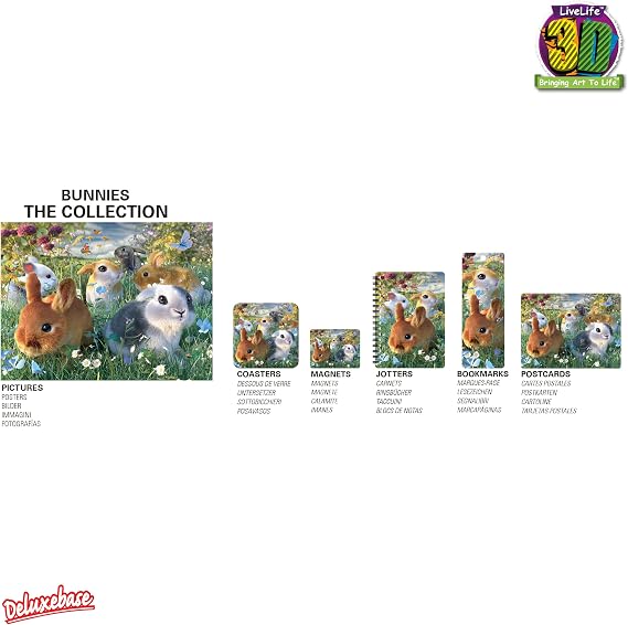 3D LiveLife Lenticular Pictures - Bunnies from Deluxebase. A3 Unframed Deep 3D Effect Animal Wall Art for Living Room, Bedroom or Kitchen. Unique Rabbit Print Poster for Home Decor.